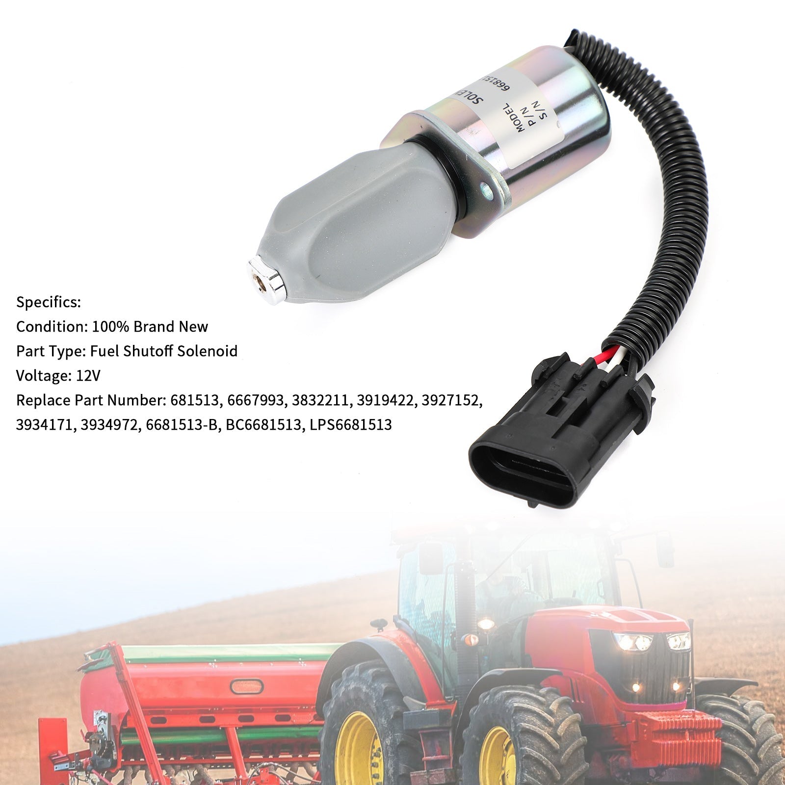För Bobcat Excavator 325 328 331 334 Bränsle Stäng av magnetventil 6681513 12V