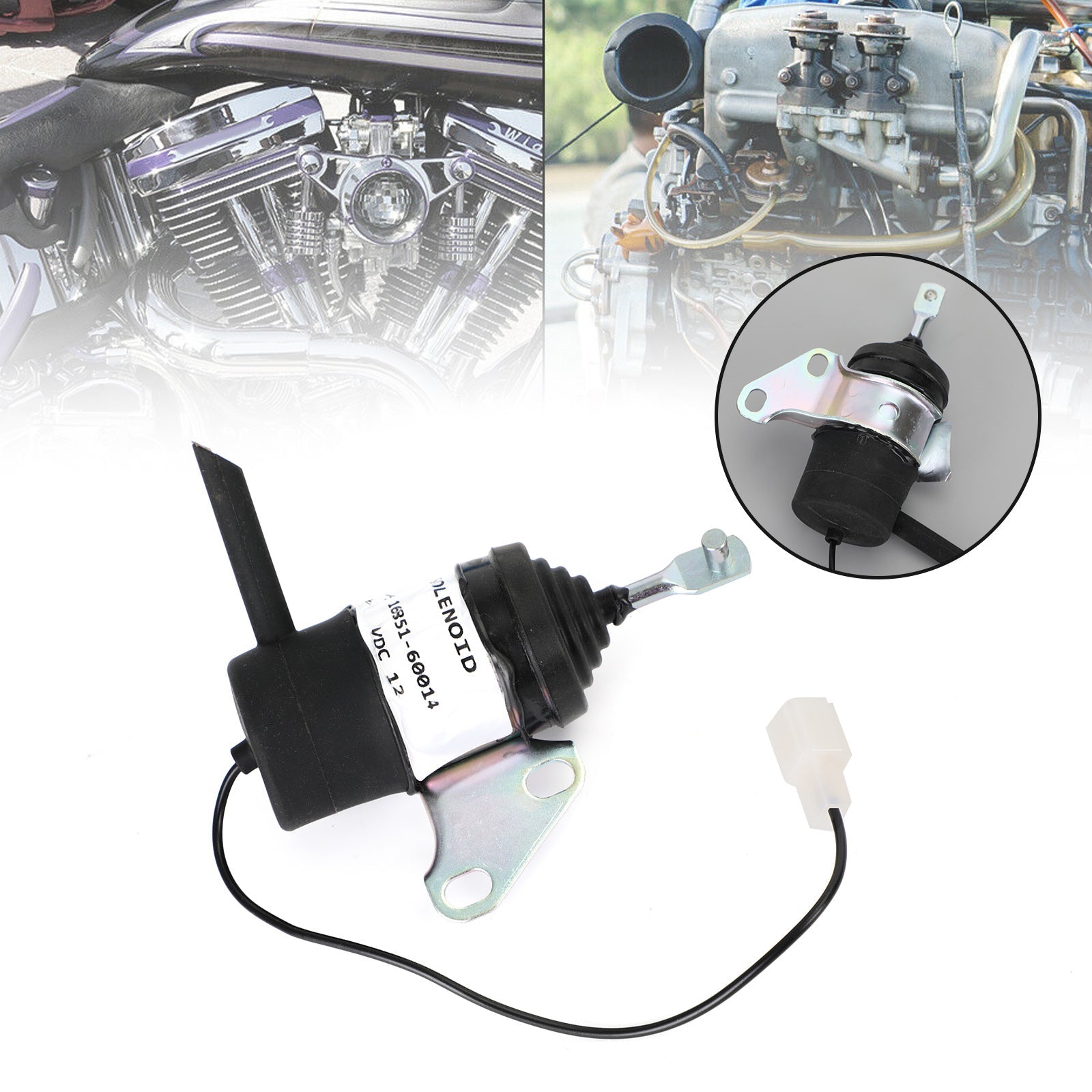 12V Fuel Stäng av solenoid för Kubota BX2230D RTV900R RTV900T 052600-453 16851-60014