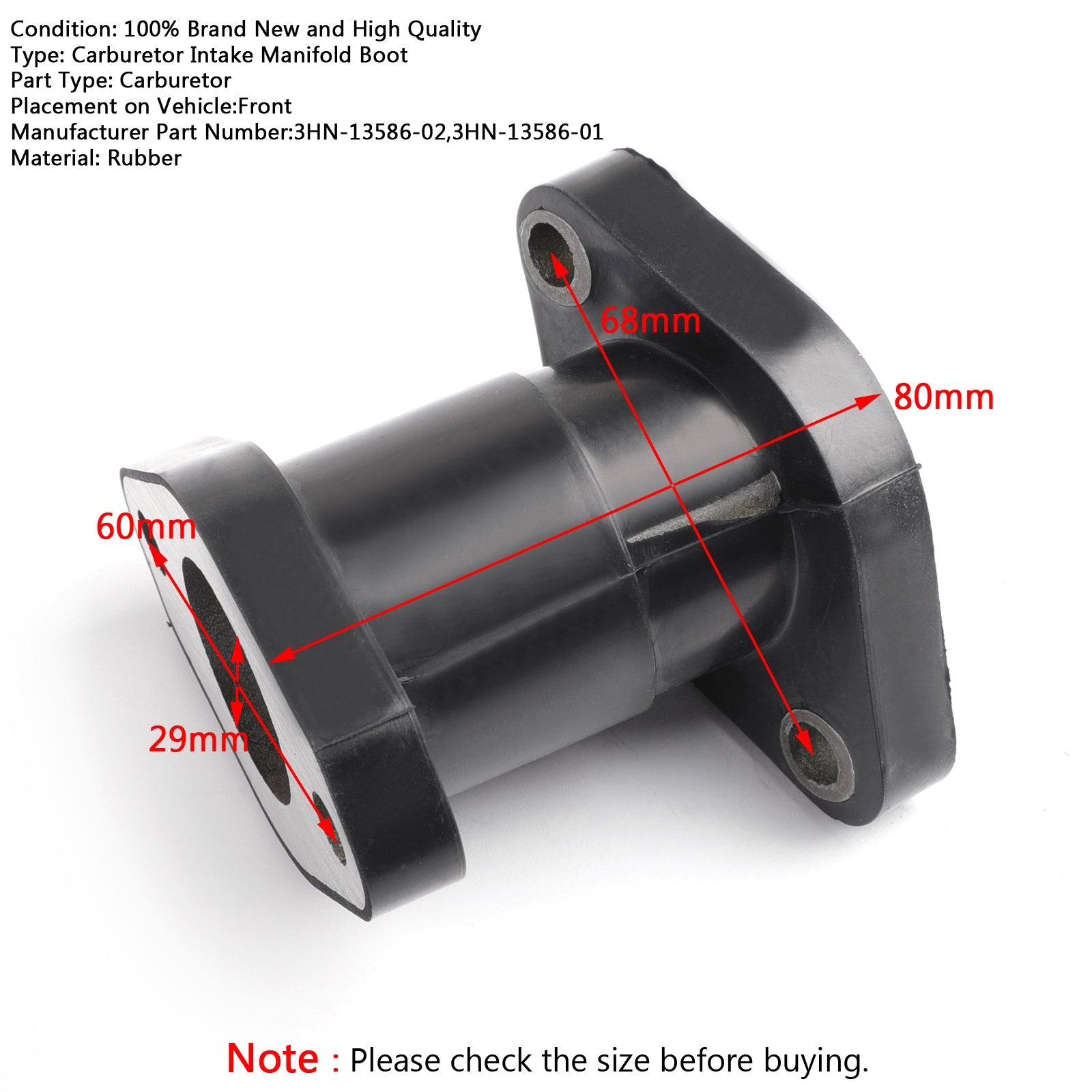 Forgasserinntaksmanifoldstøvel for Yamaha Kodiak 400 Moto 4 Big Bear 350 87-98 Generisk