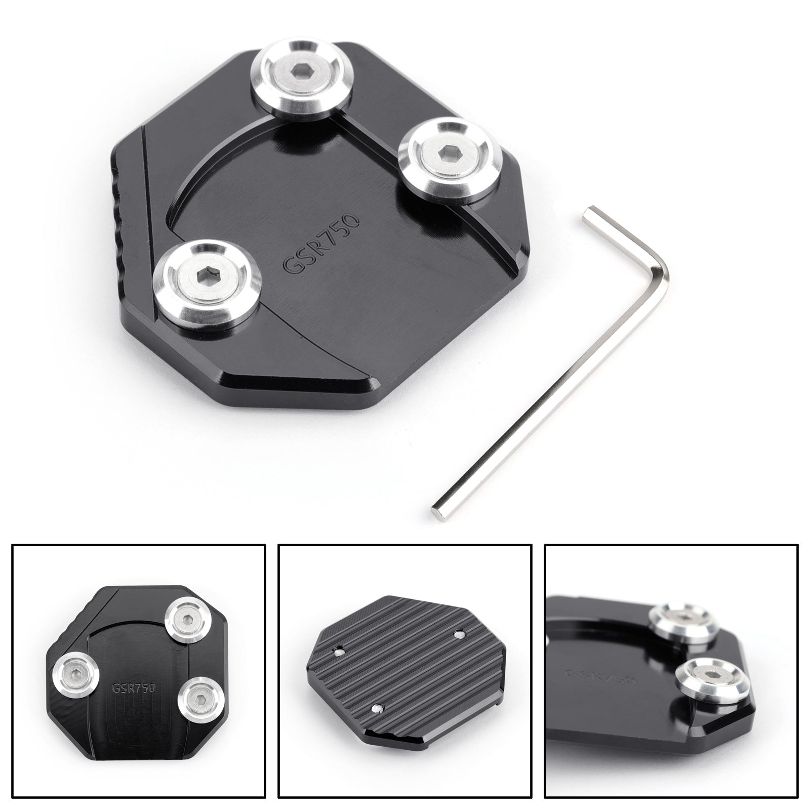 Sidokickstand Stand Extension Plate för Suzuki GSR 750 11-15 GSX-S1000/F 15-16 Generisk