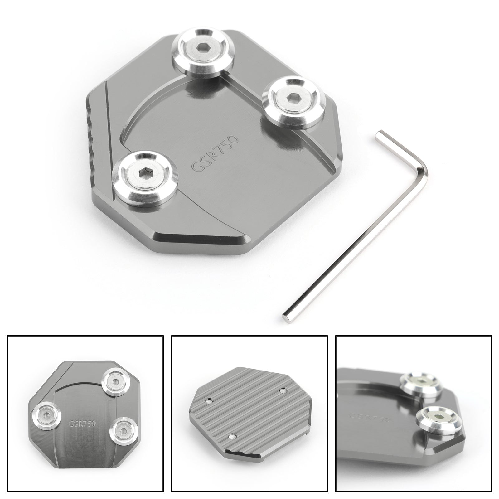 Sidokickstand Stand Extension Plate för Suzuki GSR 750 11-15 GSX-S1000/F 15-16 Generisk