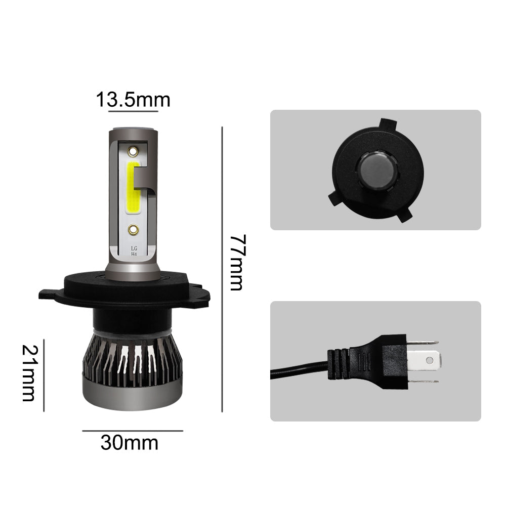2PCS H4/HB2/9003 LED-koplamp 36W 8000LM COB-lampenset Hoog/Lo Beam 6000K Algemeen