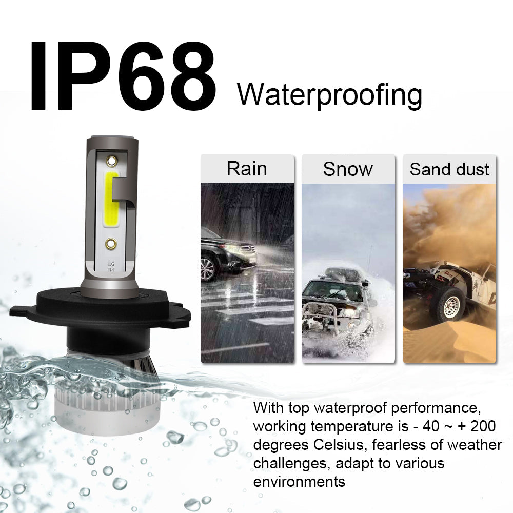 2PCS H4/HB2/9003 LED-koplamp 36W 8000LM COB-lampenset Hoog/Lo Beam 6000K Algemeen
