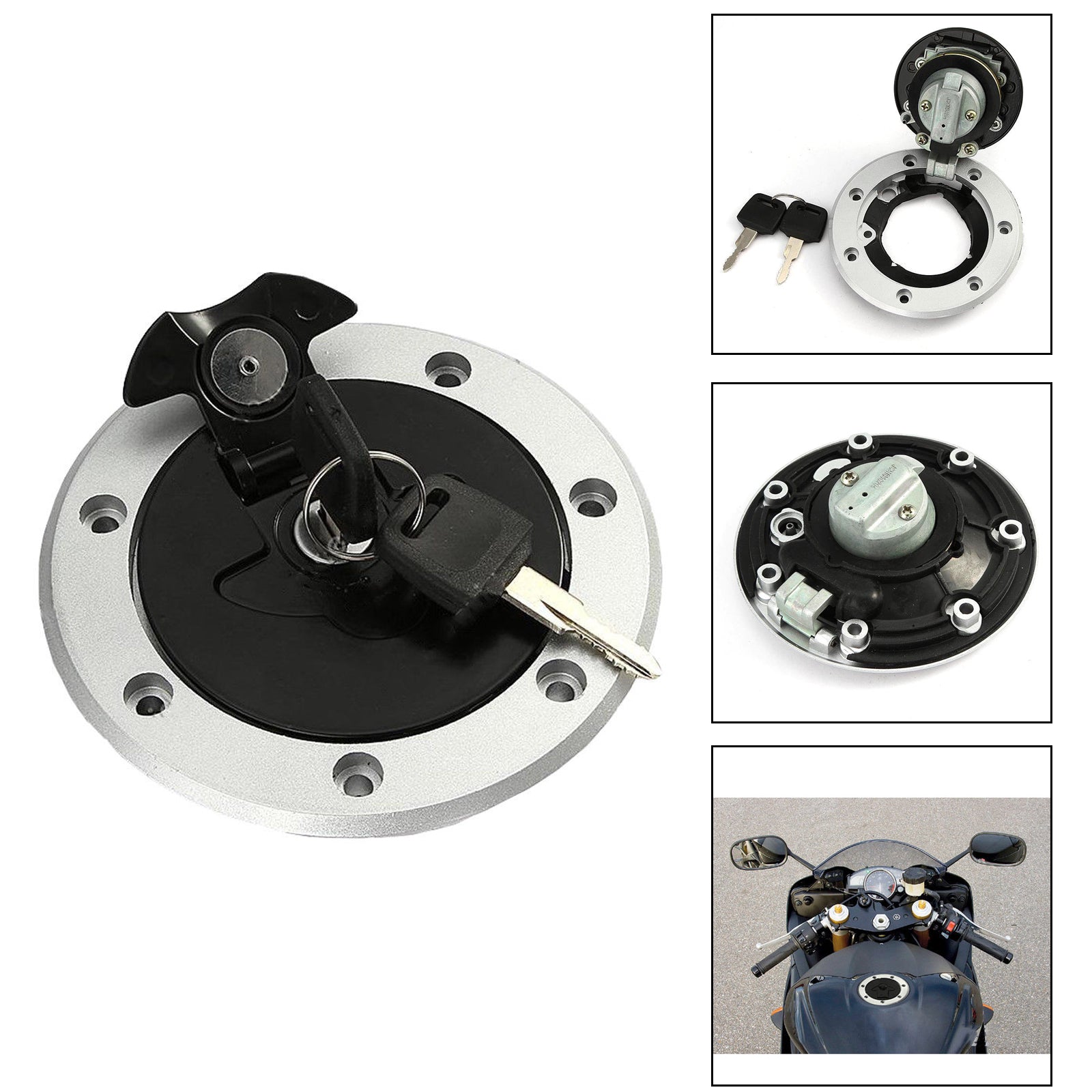 Kawasaki Tank Emblem Fuel Gas Tank Cap Cover Lock & Key For