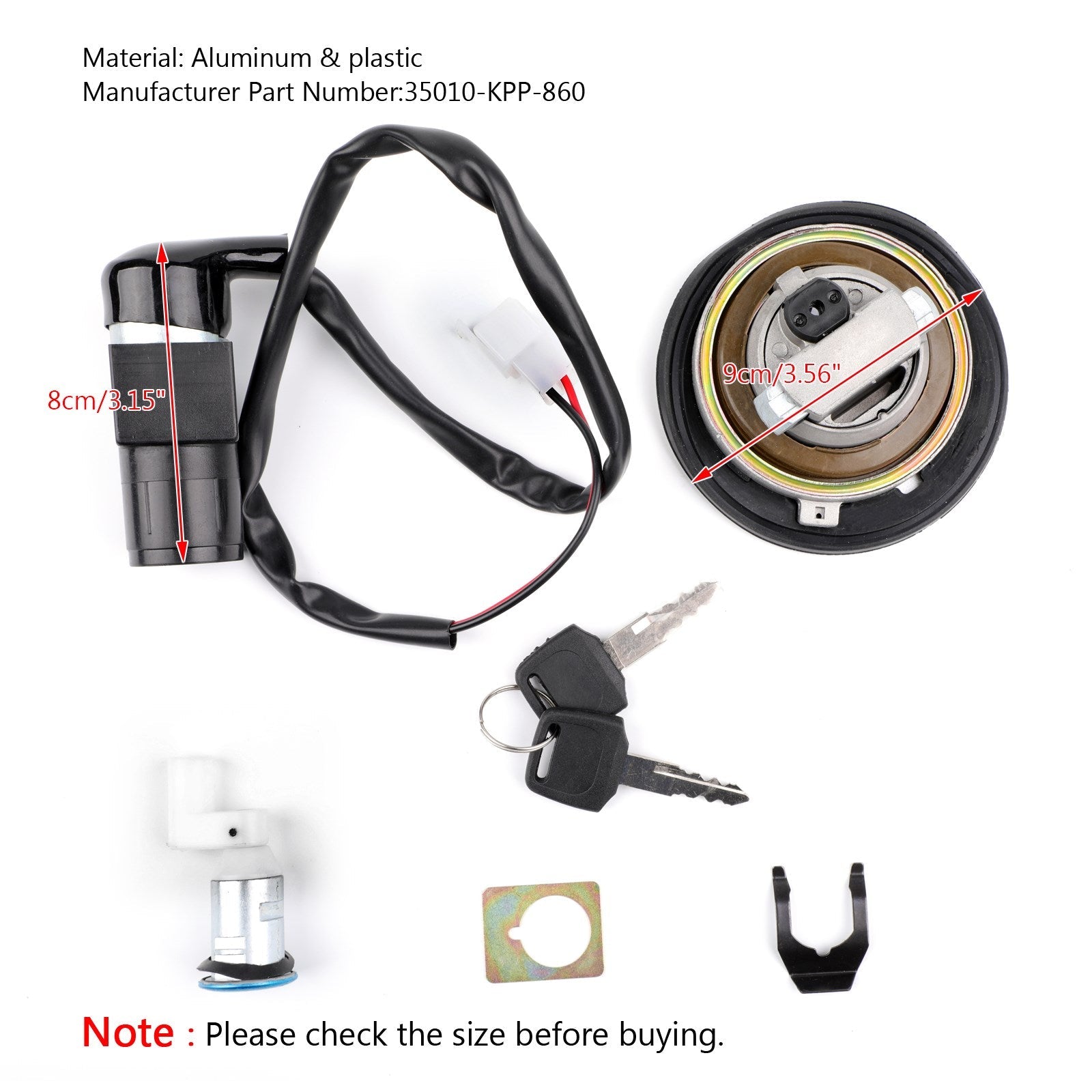 Interruptor de ignição Trepa de gás combustível Chave de trava de assento Conjunto 35010-KPP-860 Para Honda CBR125R 2004-2010