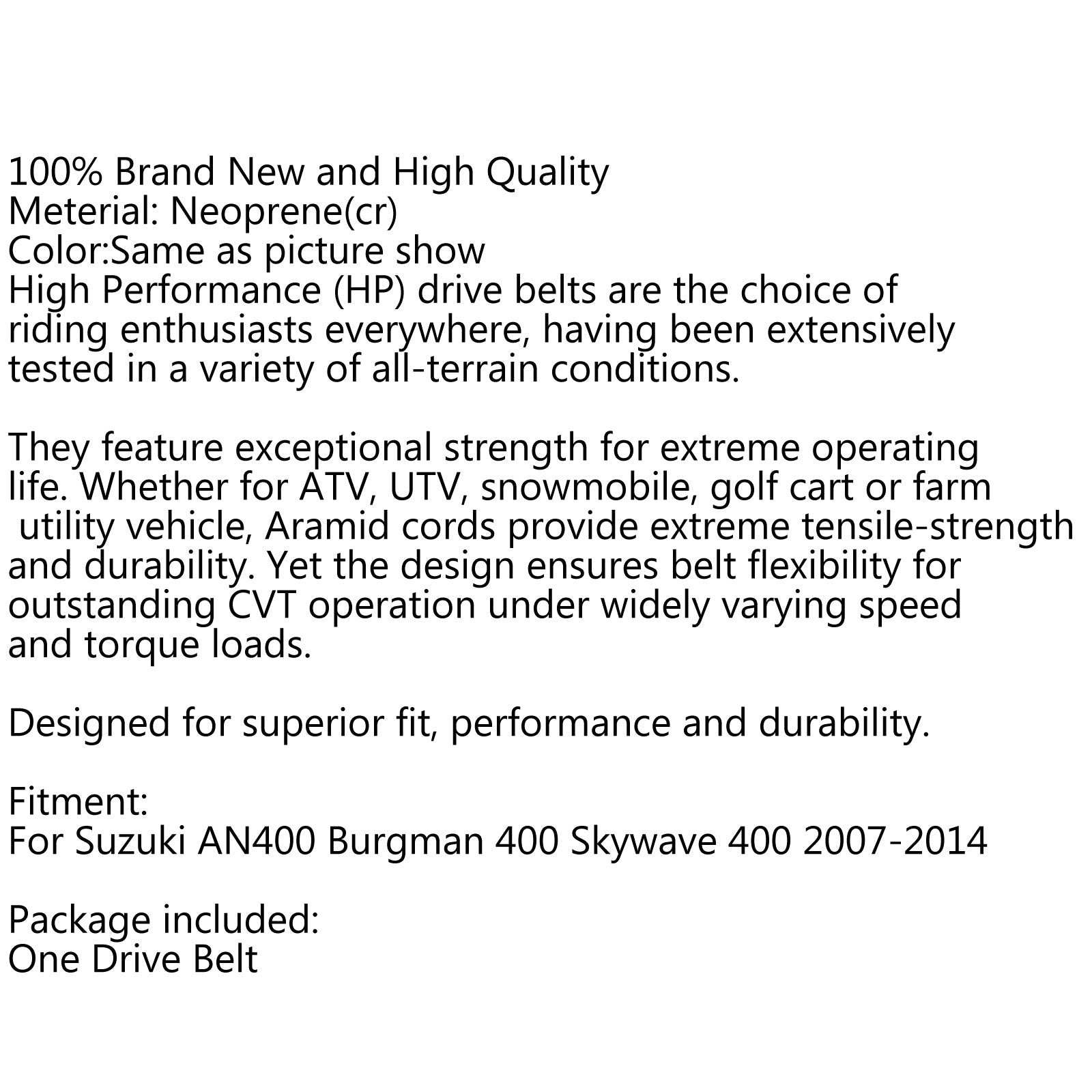 Drive Transmission Belt Fit for Suzuki AN400 Burgman 2007-2020 #. 27601-05H10 Generic