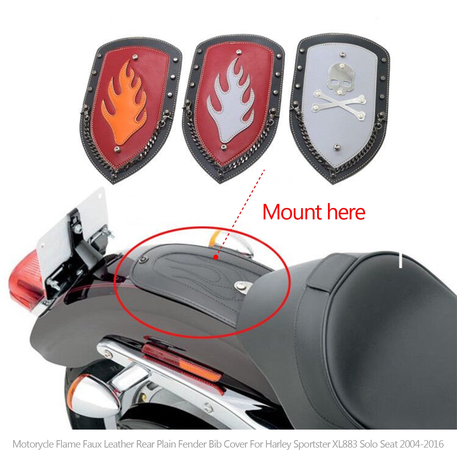 Motorsykkel skinn vanlig fender smekke for Harley Sportster XL883 Solosete 04-16 generisk