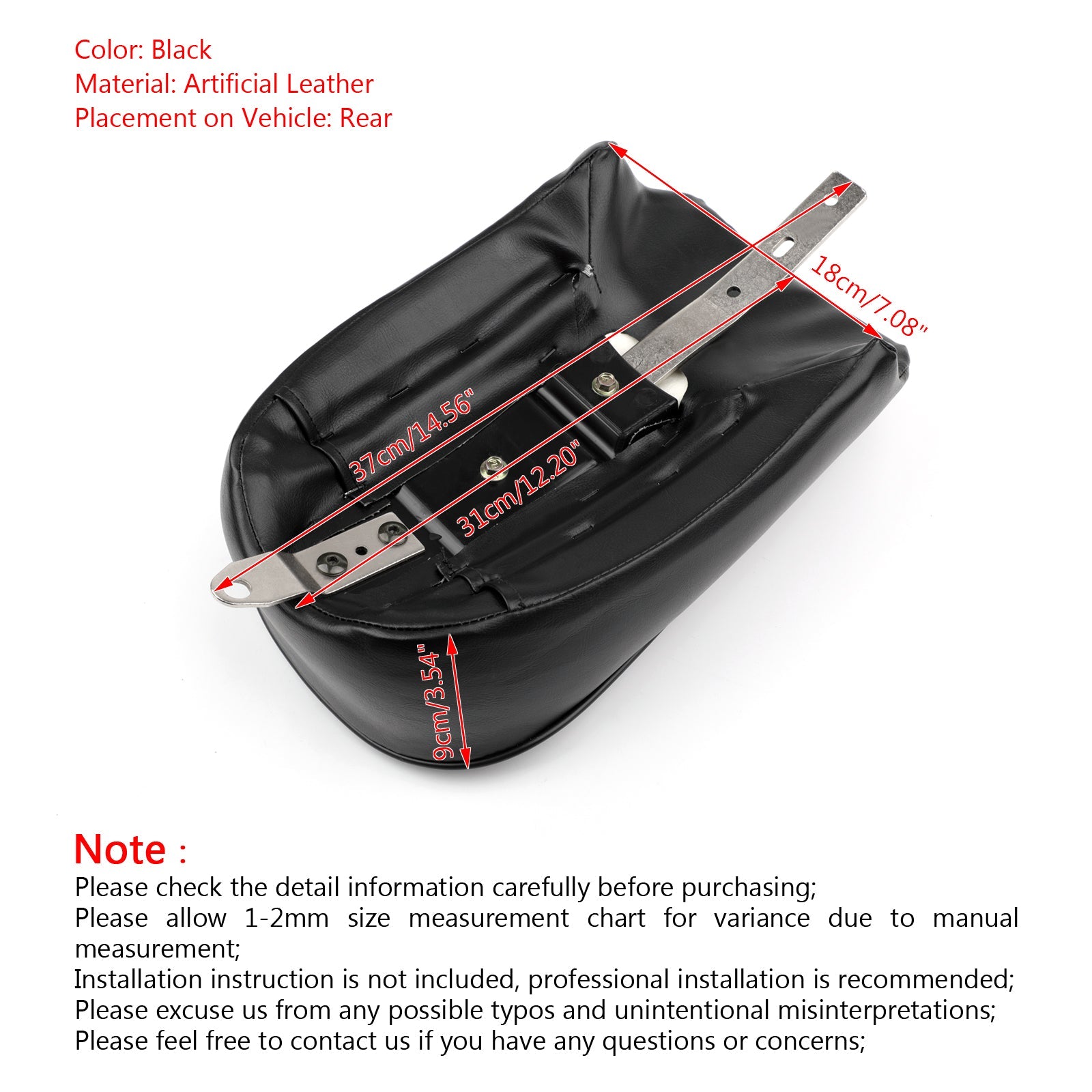 Siège passager arrière noir pour Sportster Iron 883 XL883N 2016 2017 générique