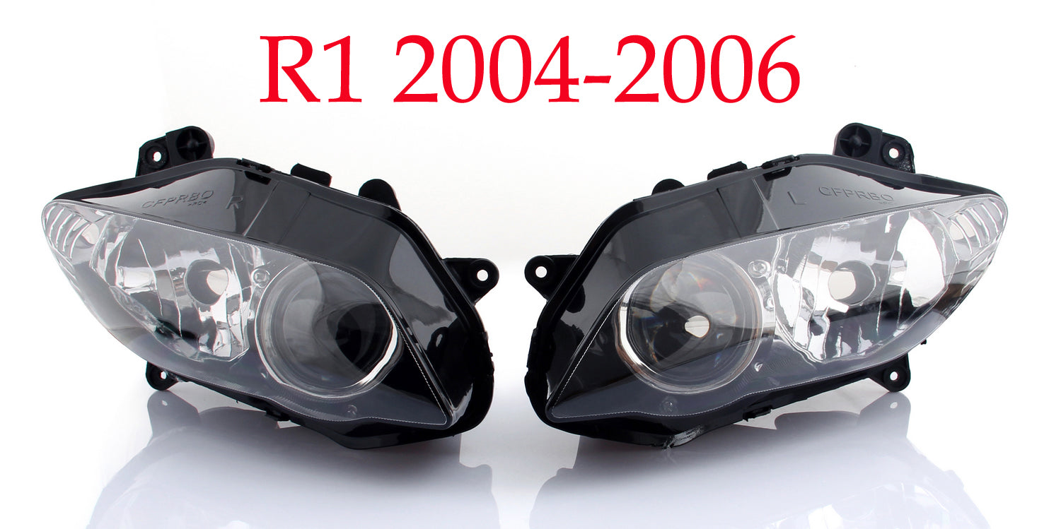 Conjunto de faros delanteros para motocicleta Yamaha R6 2008-2016, transparente, genérico
