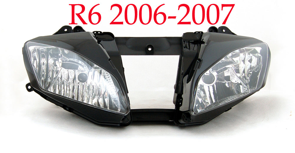 Conjunto de faros delanteros para motocicleta Yamaha R6 2008-2016, transparente, genérico