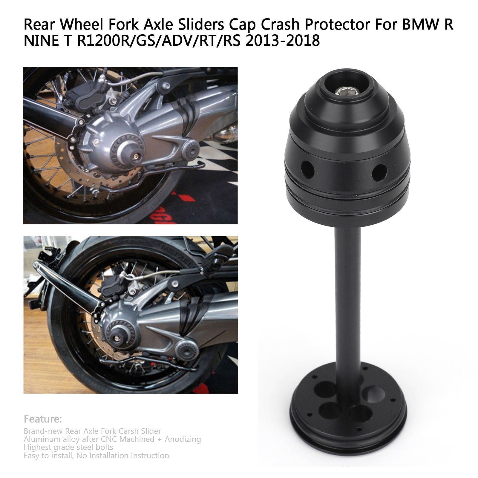 Presúvačky zadného kolesa Kĺbové posúvače Cap Cap Crash Ochran pre BMW R1200GS LC Adv 13-2018 Generic