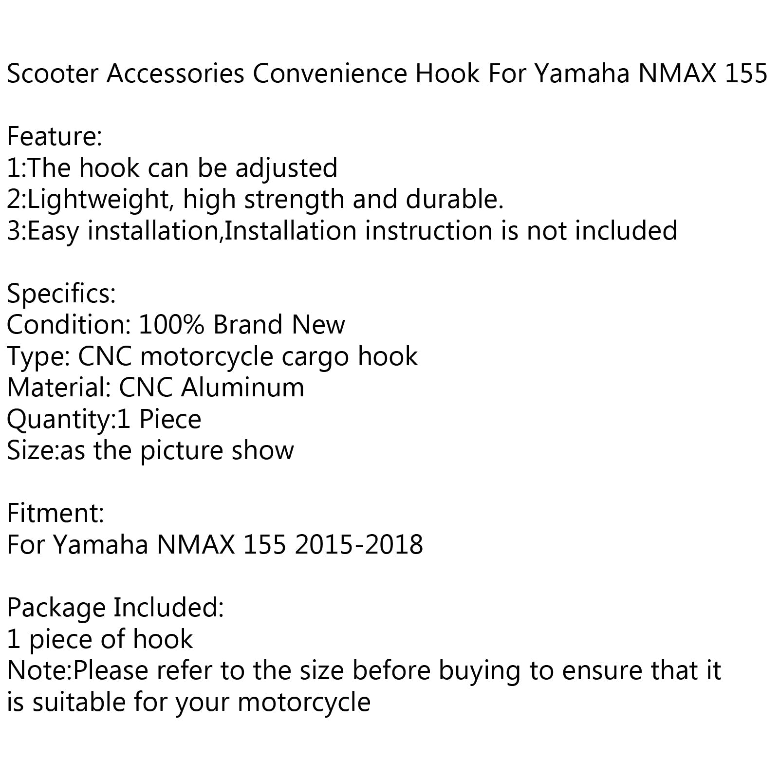 Porte-bouteille pour casque de transport, crochets en alliage d'aluminium CNC pour Yamaha NMAX 155 générique