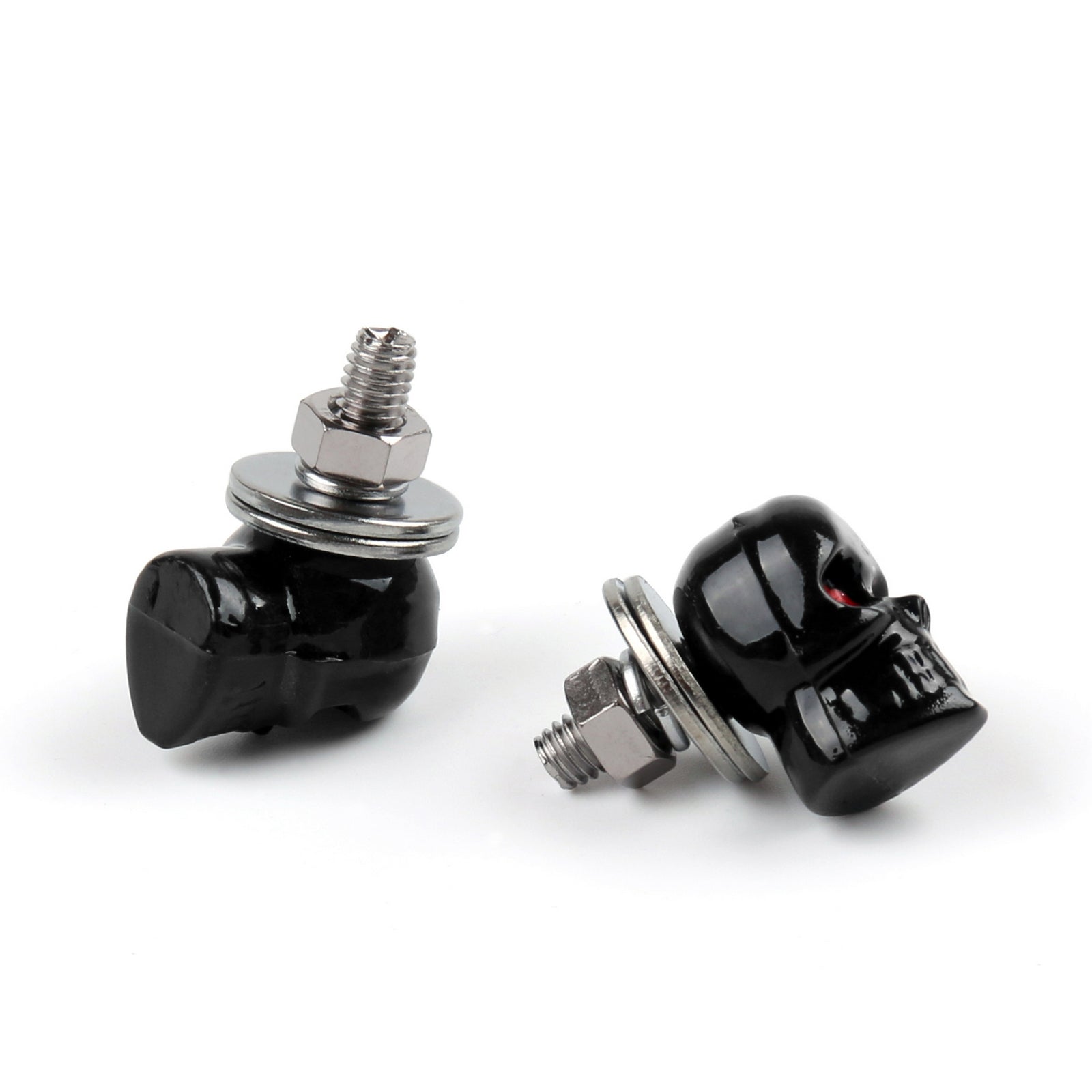 2x Universal Motorcycle Black Skull License Number Plate Frame Screw Bolt