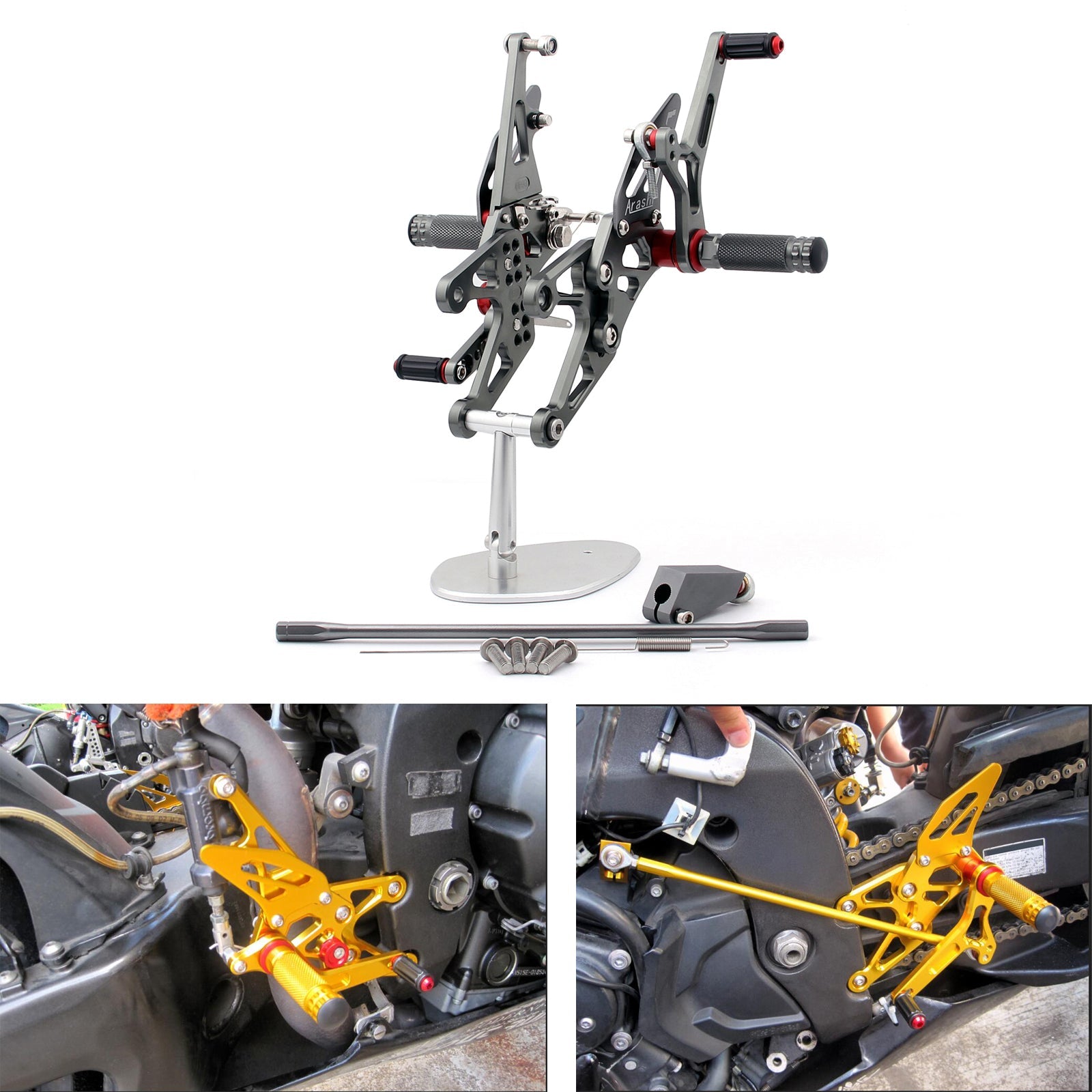 Bakstøt bakfotpegs justerbar for Yamaha YZF 1000 R1 2007-2008 Generisk