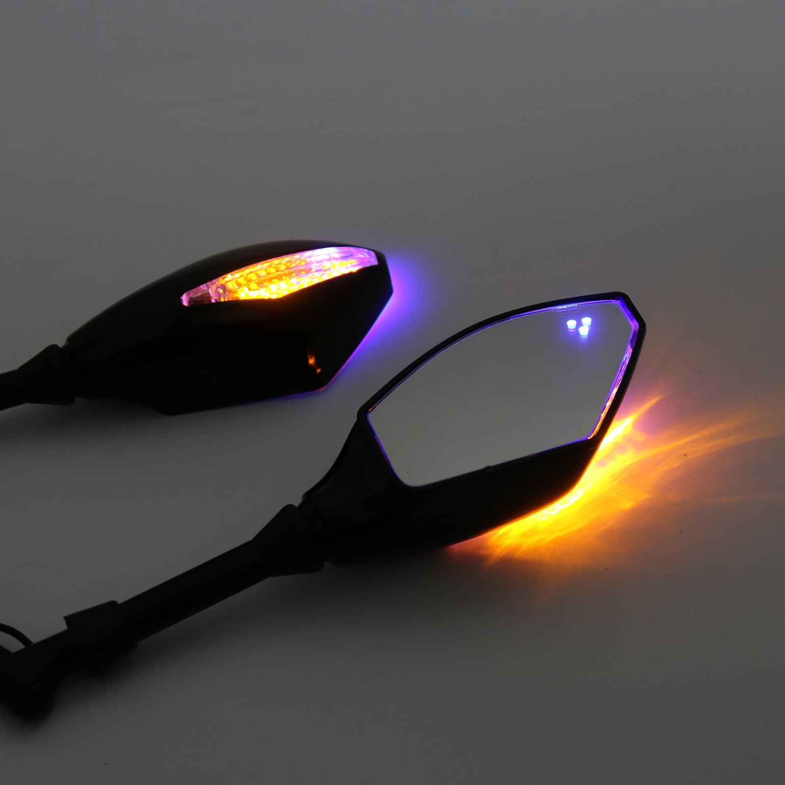 Par de 10 mm de motocicleta led sinal de giro indicador integrado espelhos traseiros leves genéricos