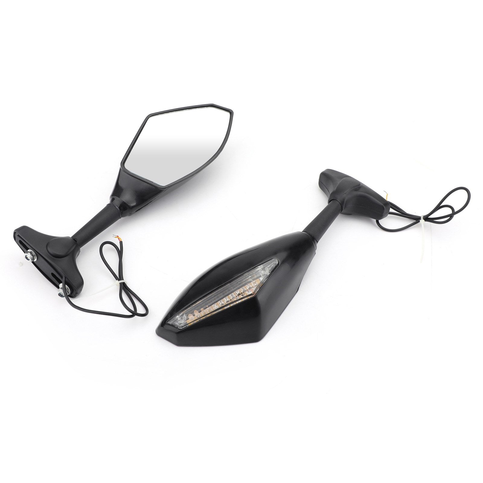 Espelhos de LED de par para Suzuki GSXR 600 750 1000 Hayabusa GSF SV Katana TL1000R Black Generic