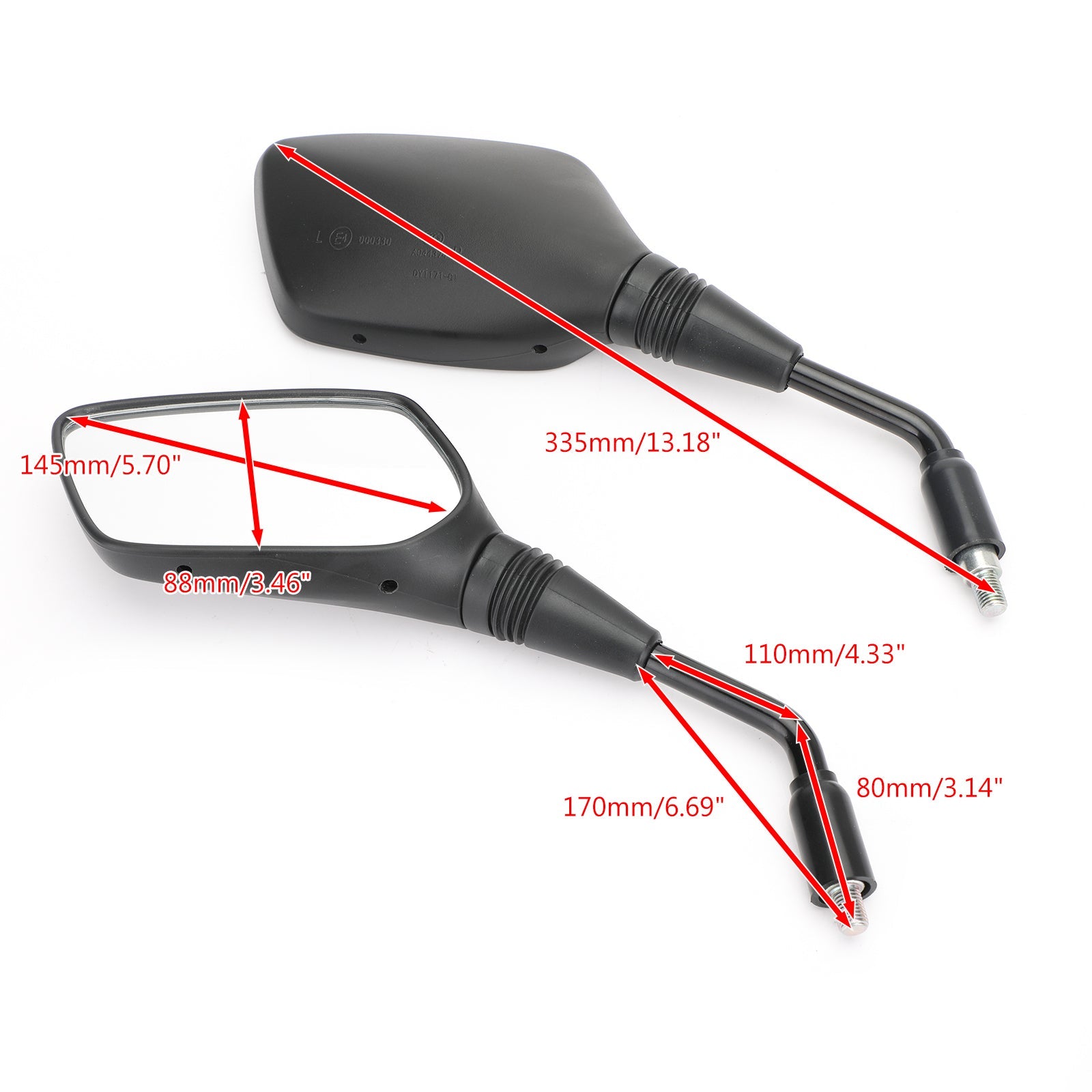 Svarta backspeglar för Suzuki GW250 Inazuma 14-17 DL250 V-Strom 06-18 Generisk