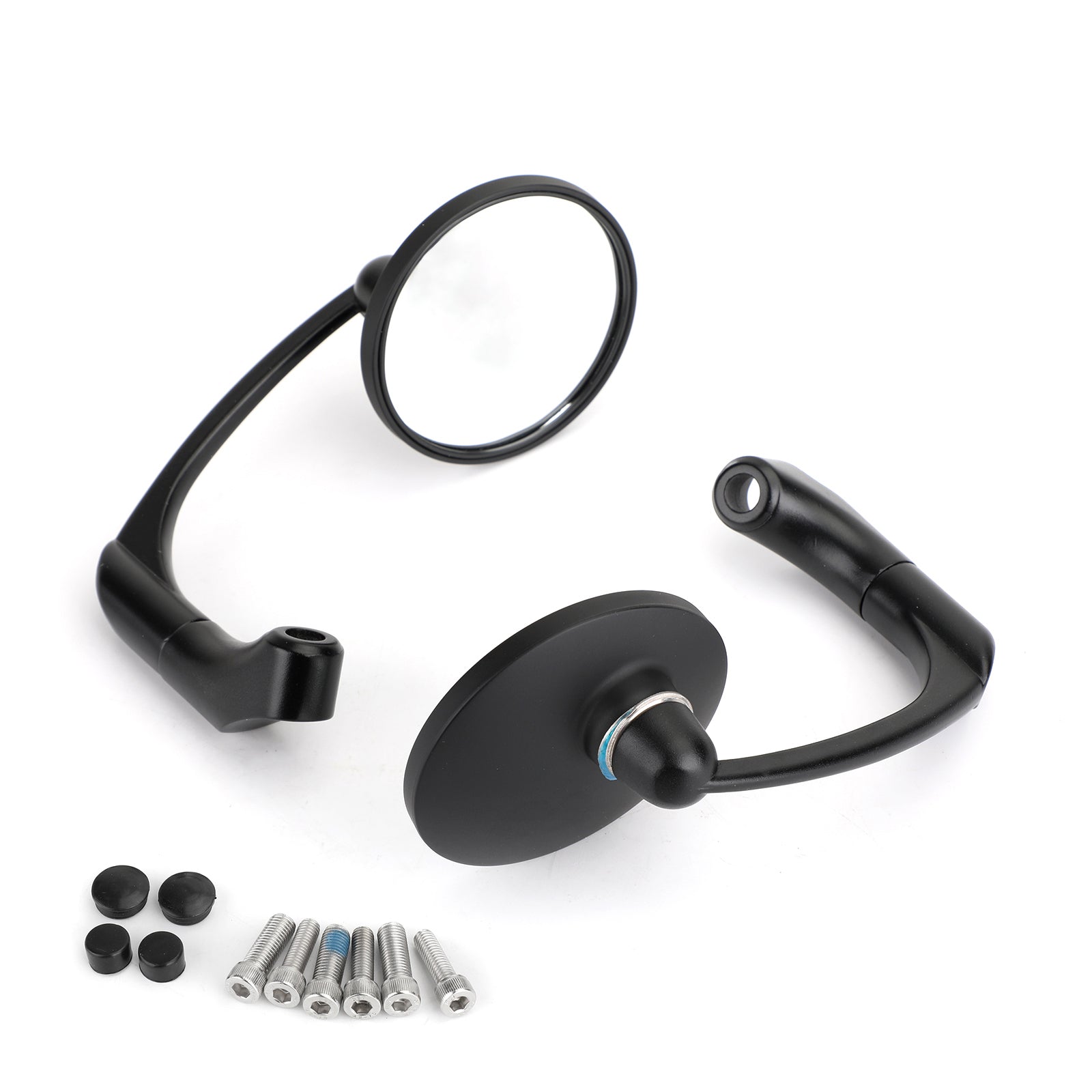 Paar M8 M10 Retro L-Bar ronde spiegels voor Cafe Racer Bobber Custom Motorcycle Generic