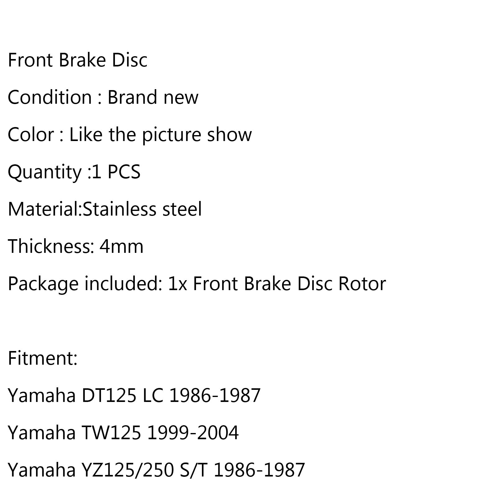Remschijf voor Yamaha TW125(5EK/5RS) 99-04 200 2JL/4CS1/2/3/5 91-98 Generiek