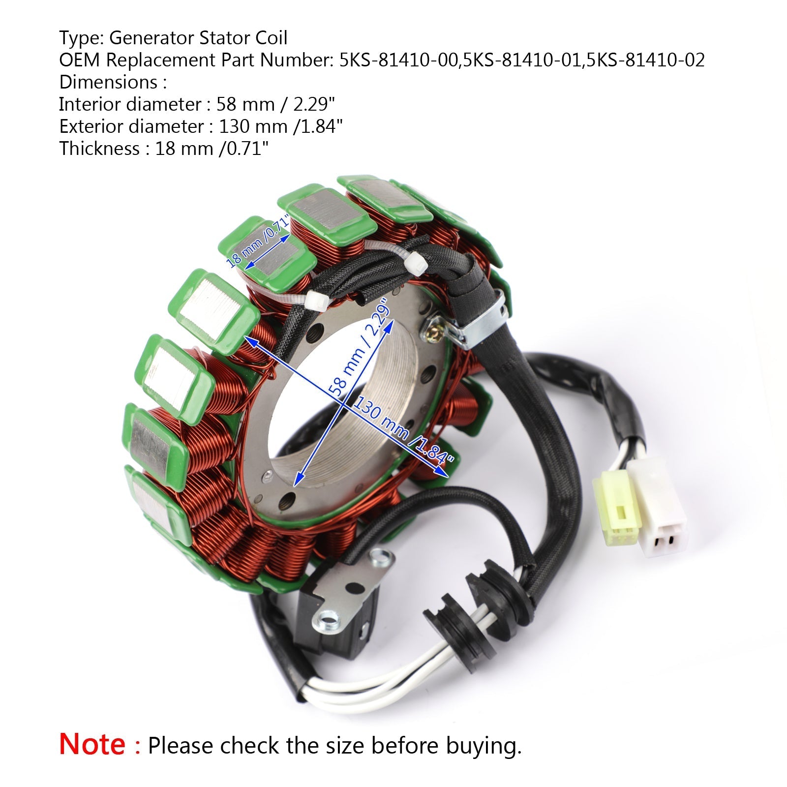 Generatorstatorspoel voor Yamaha XVS1100 XVS 1100 Vstar Classic Custom 2003-2011 Generiek