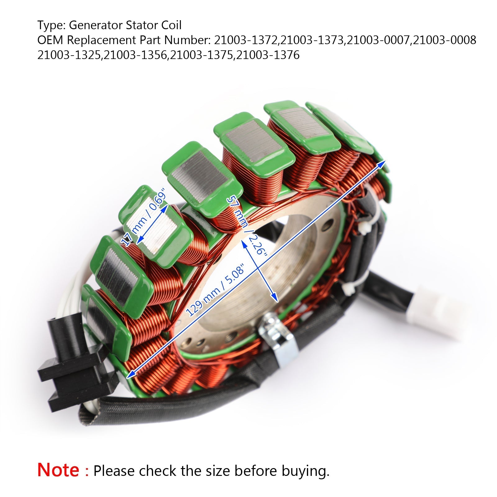 Generator Stator COIL VENTERATOR Fit för Kawasaki Vulcan 1500 1600 Classic Nomad Drifter 1999-2008