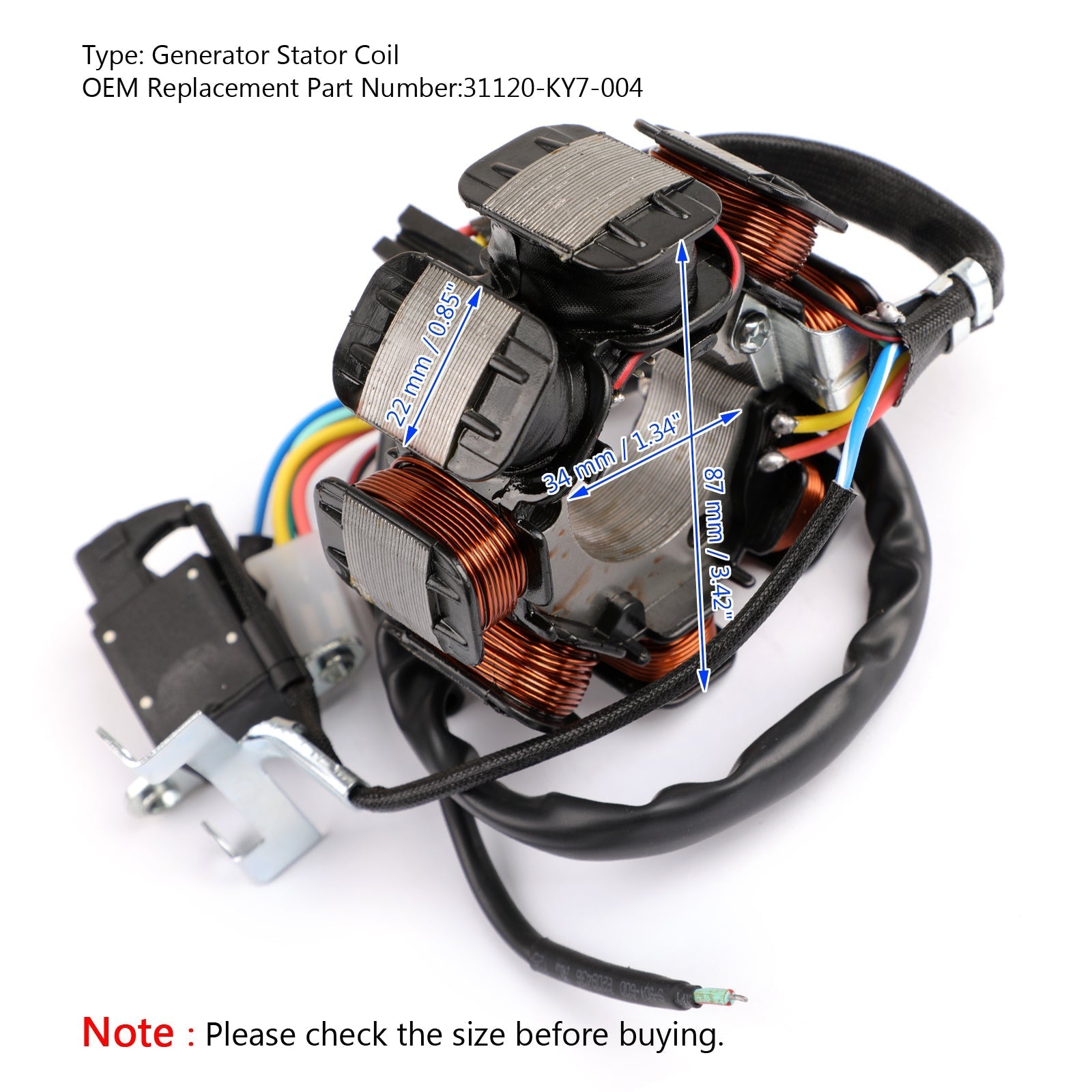 Bobine de Stator de générateur magnéto pour Honda NX125 31120-KY7-004 1988 1989 1990 générique