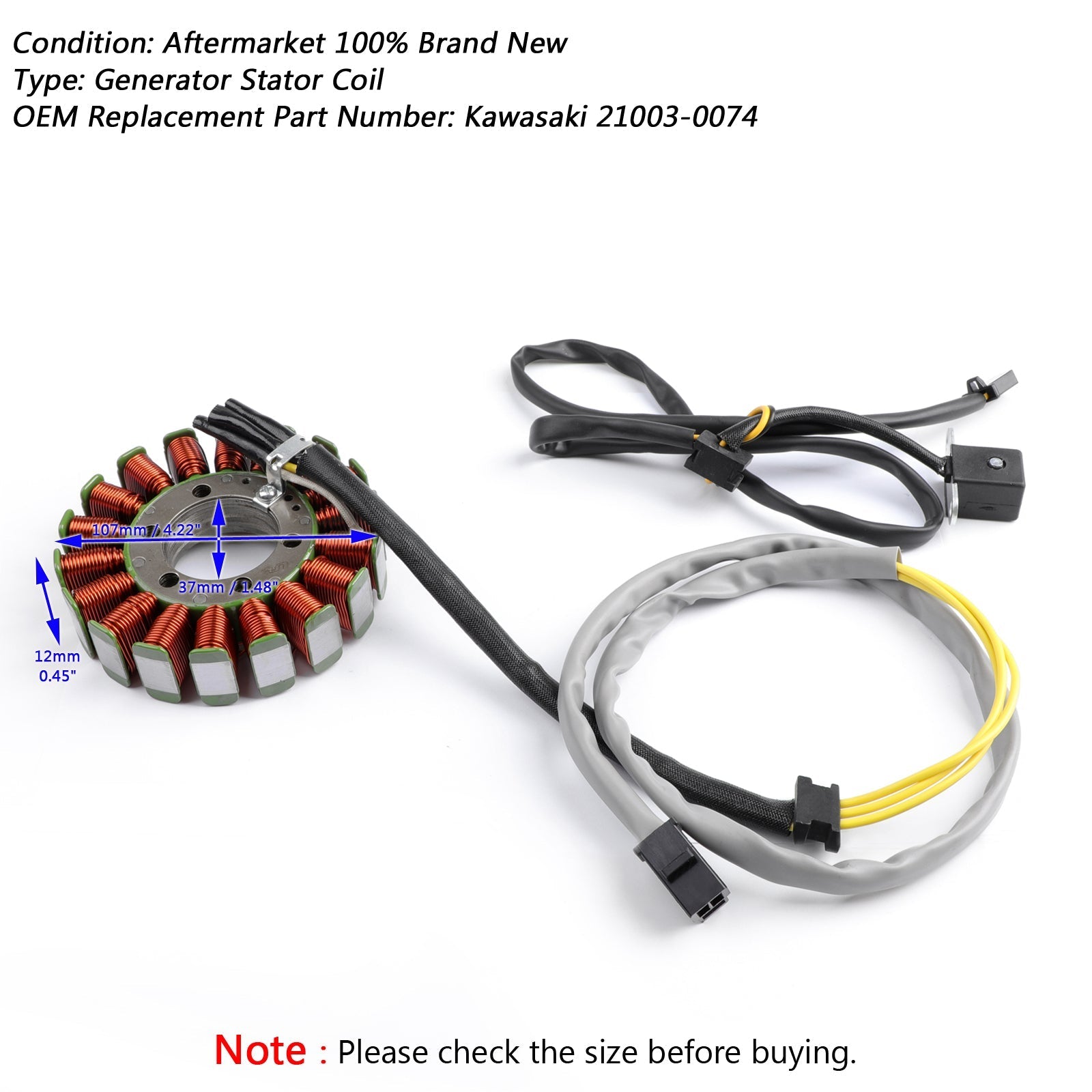 Magneto Generator Stator Coil For Kawasaki EX250 Ninja 250R 2008-12 21003-0074 Generic