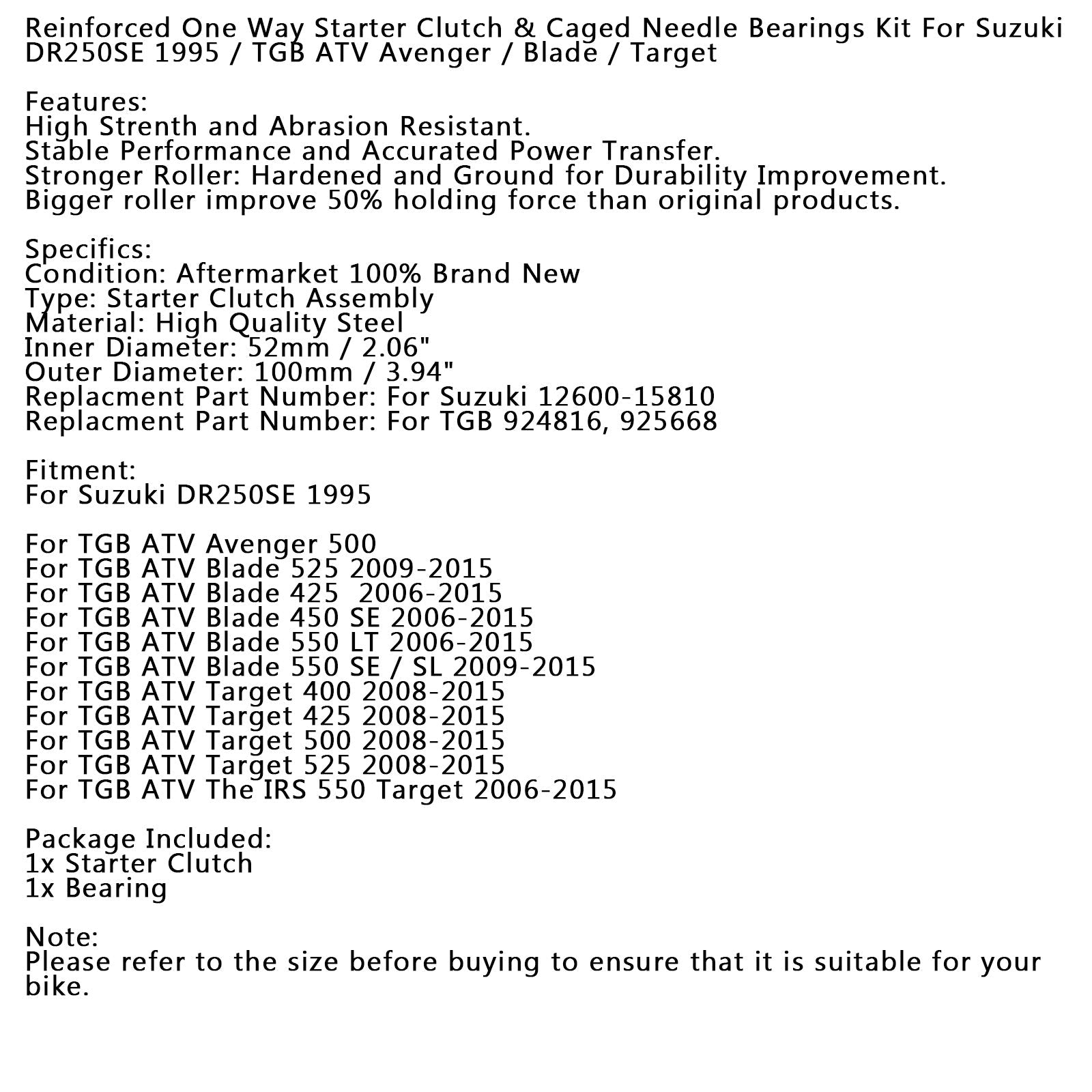 Embrague de arranque Ruota Libera para TGB BLADE Target 525 425 450 550 924816 925668 genérico