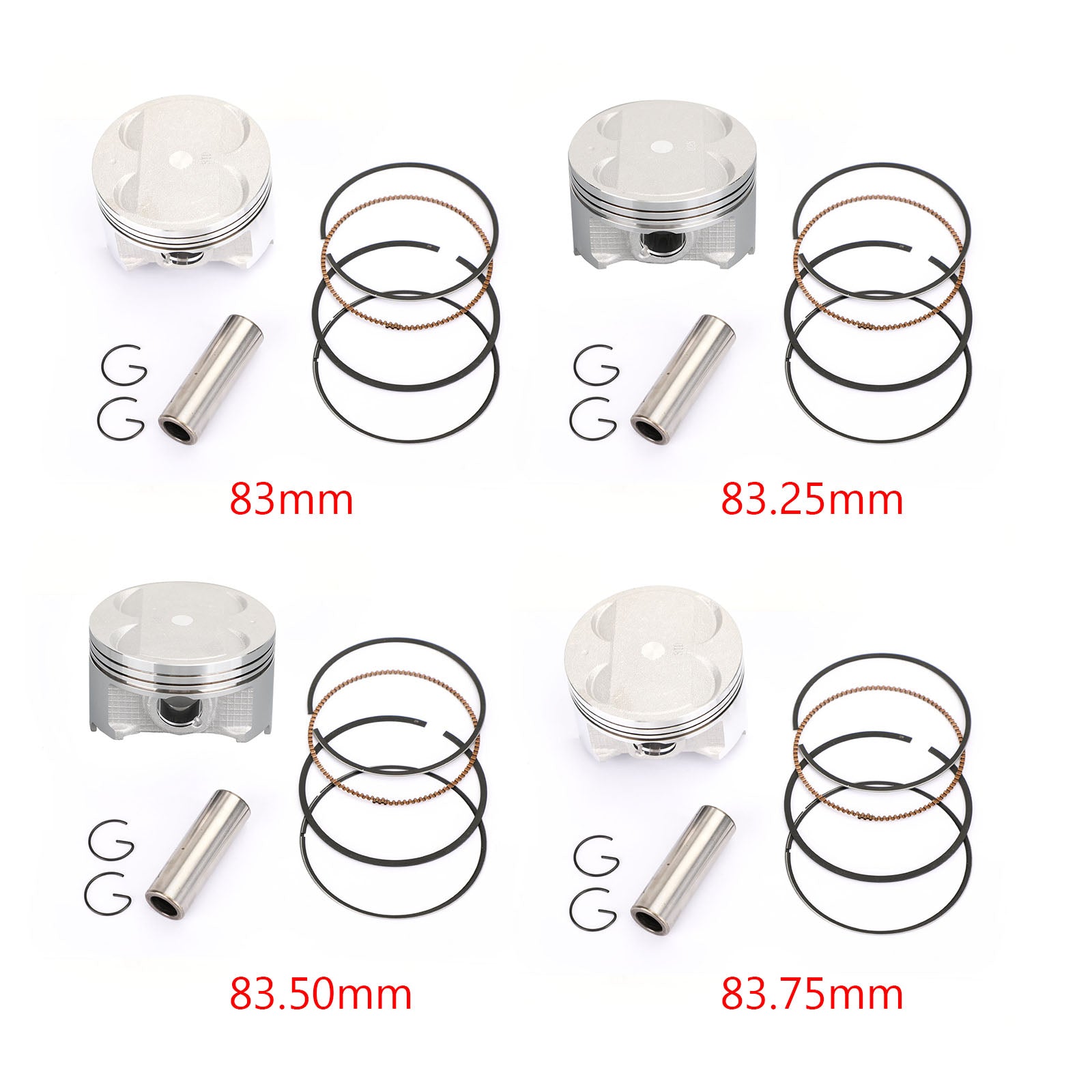 Conjunto de anel de pistão STD/+0.25/+0.50/+0.75 Tamanho do furo Faixa para Suzuki An 400 Burgman 400 S 1999-2006 genérico