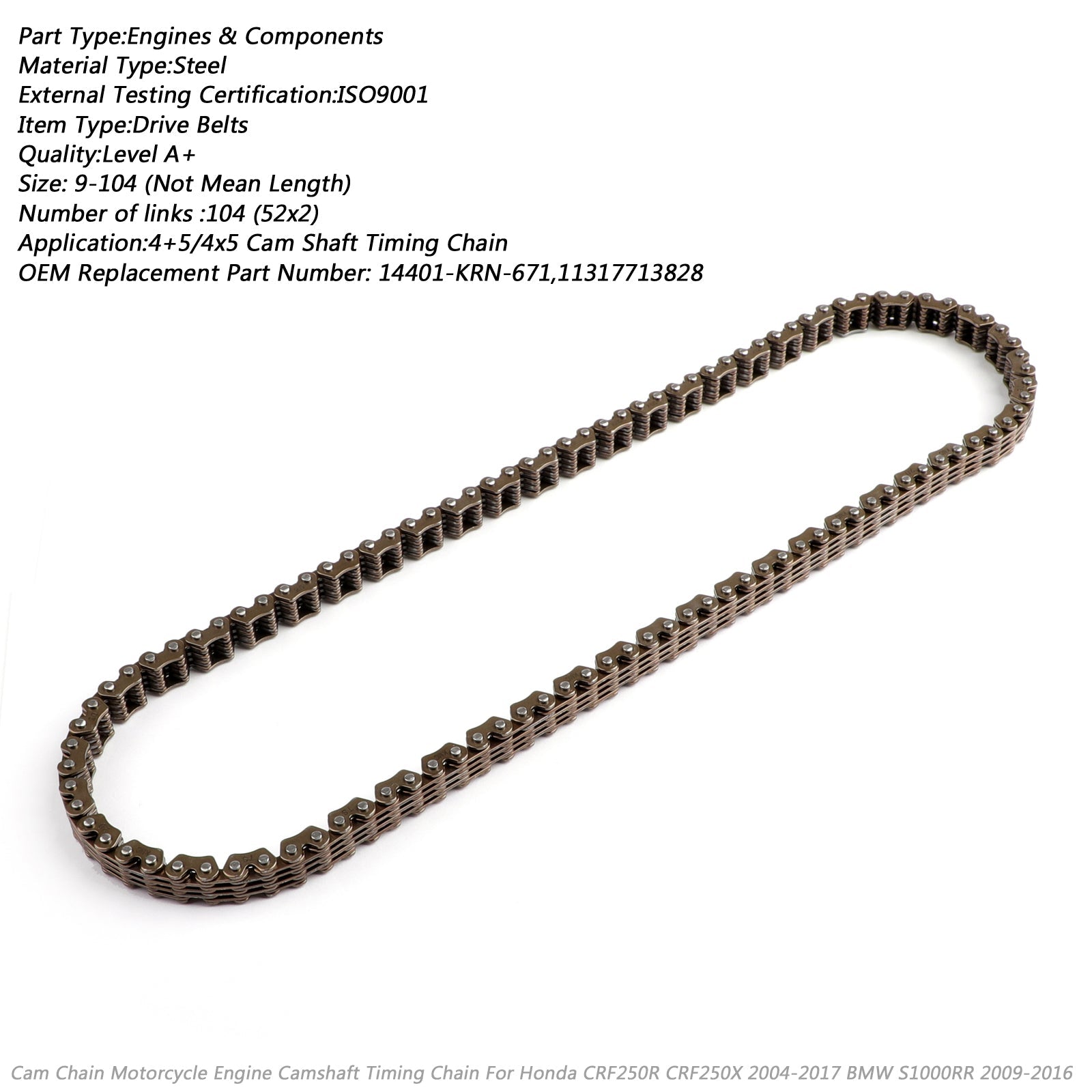 Cams Cam Timing Chain Fit for Honda CRF250R CRF 250R 04-09 CRF250X 2004-2017 Generic