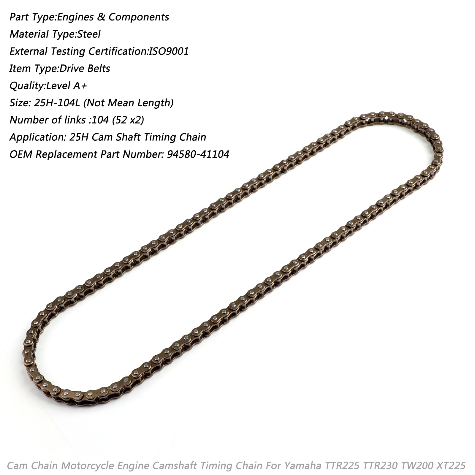 Nokkenasketting 25H-104L voor Yamaha TTR225 TTR230 Tw200 Xt225 94580-41104 Generiek