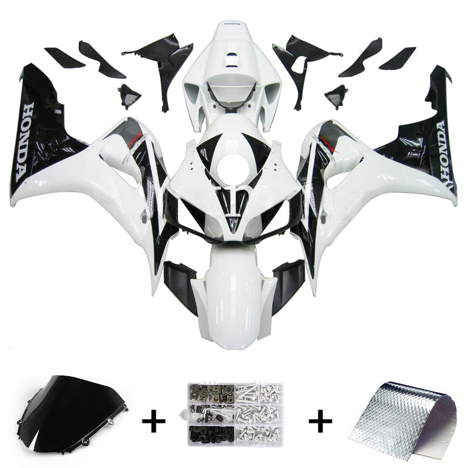 2006-2007 CBR1000RR Carénage de carrosserie Blanc ABS Plastique moulé par injection Ensemble générique