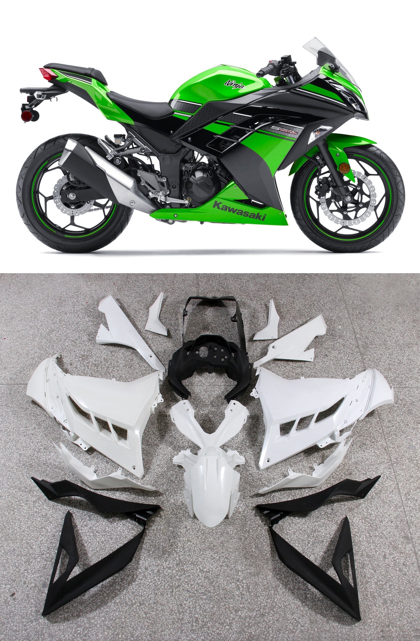Kit de carénage d'injection Kawasaki EX300/Ninja 300 2013-2024, carrosserie en plastique ABS