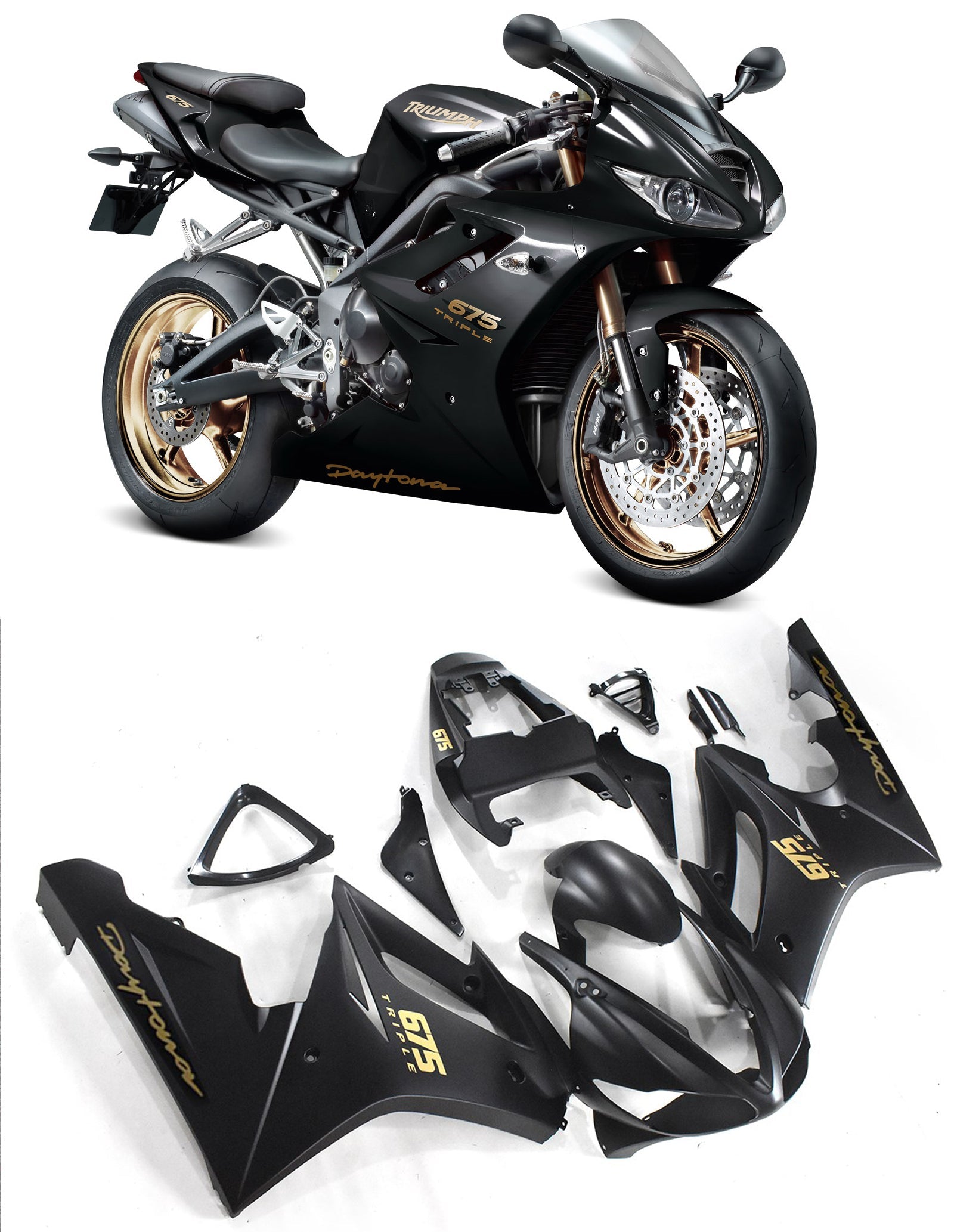 2009-2012 Triumph Daytona 675 Carénage de carrosserie noir ABS Moulage par injection générique