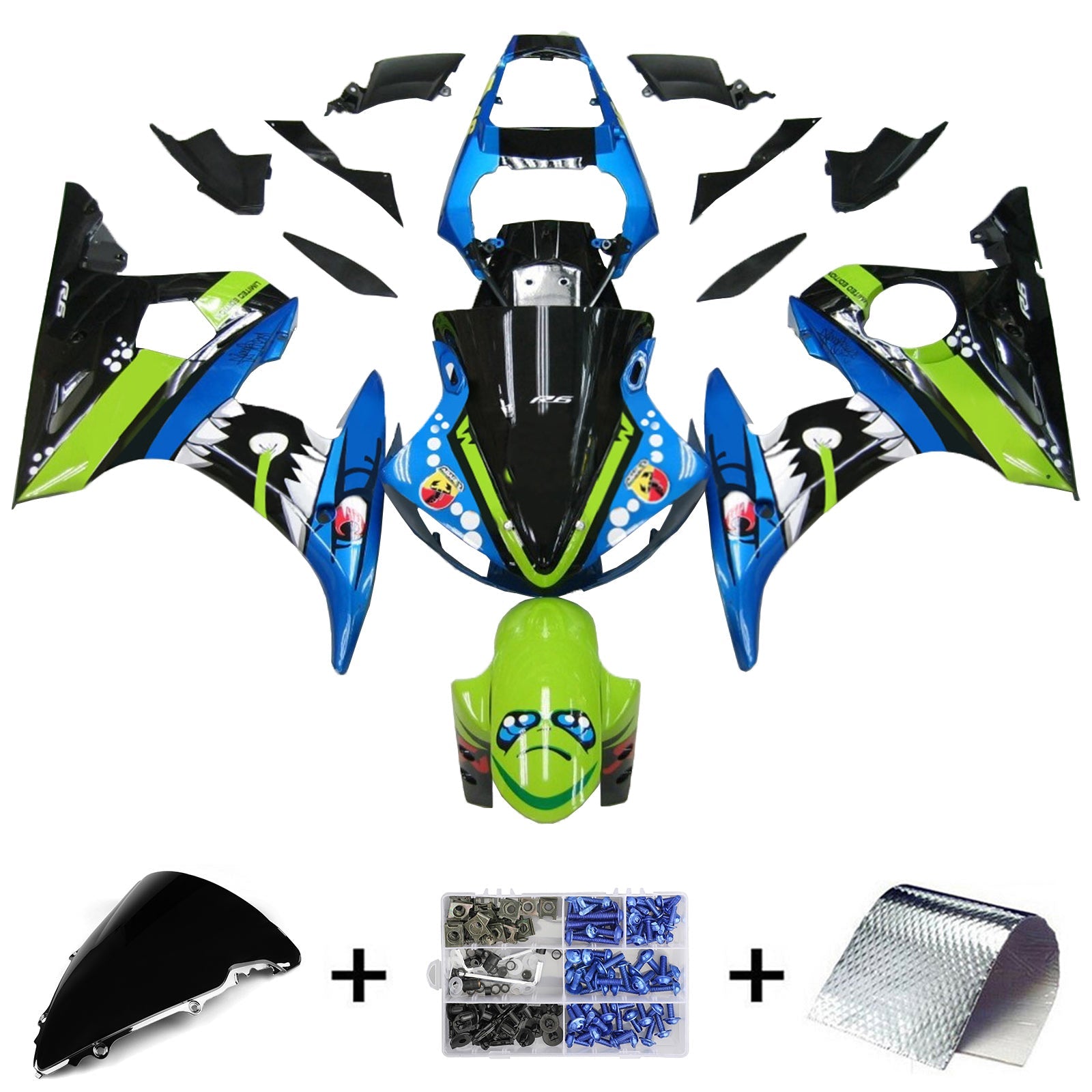 2003-2004 Yamaha YZF 600 R6 2006-2009 R6S Injeksjon Fairing Kit Bodywork Plastic ABS #145