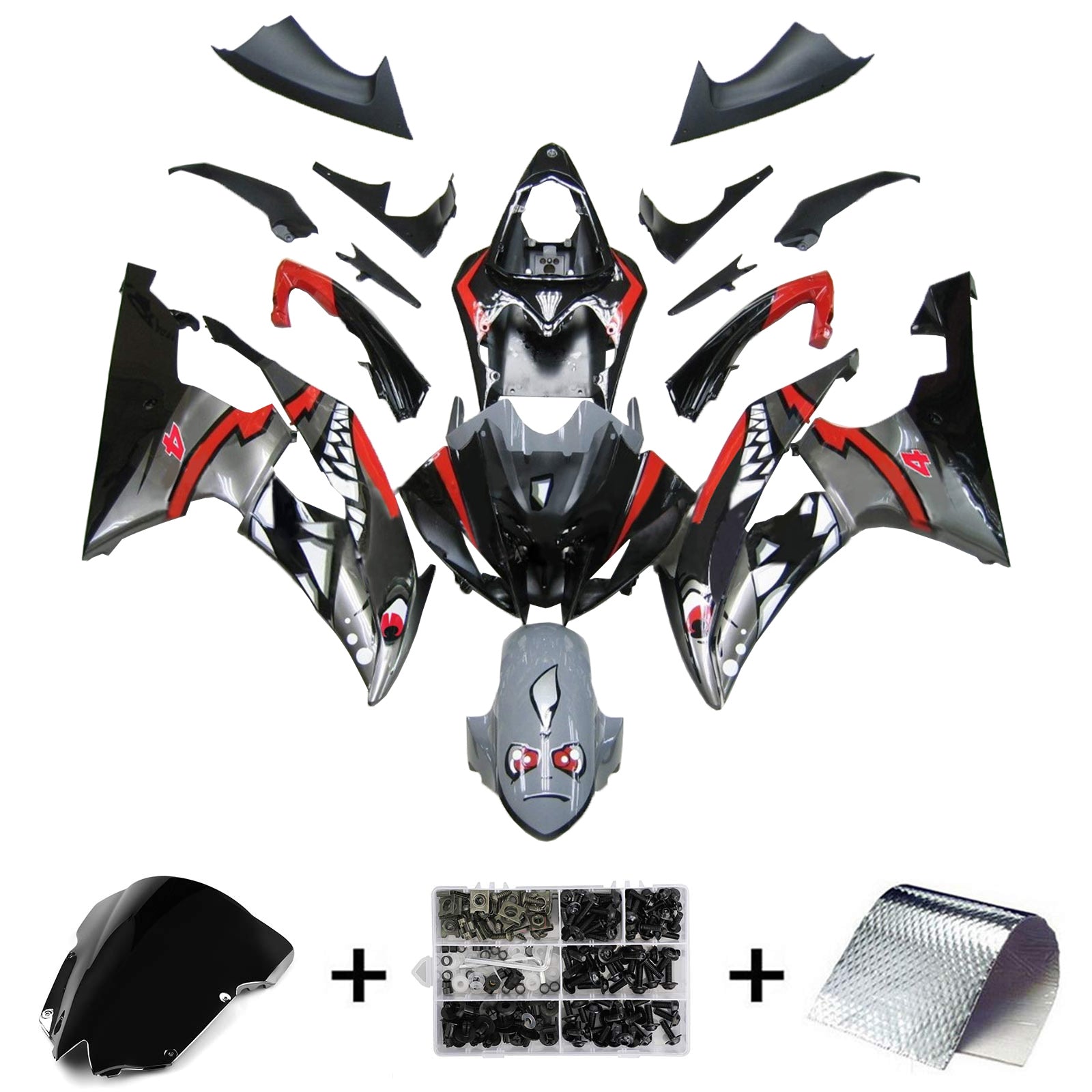 2008-2016 Yamaha YZF 600 R6 Kit de carénage d'injection carrosserie plastique ABS #161
