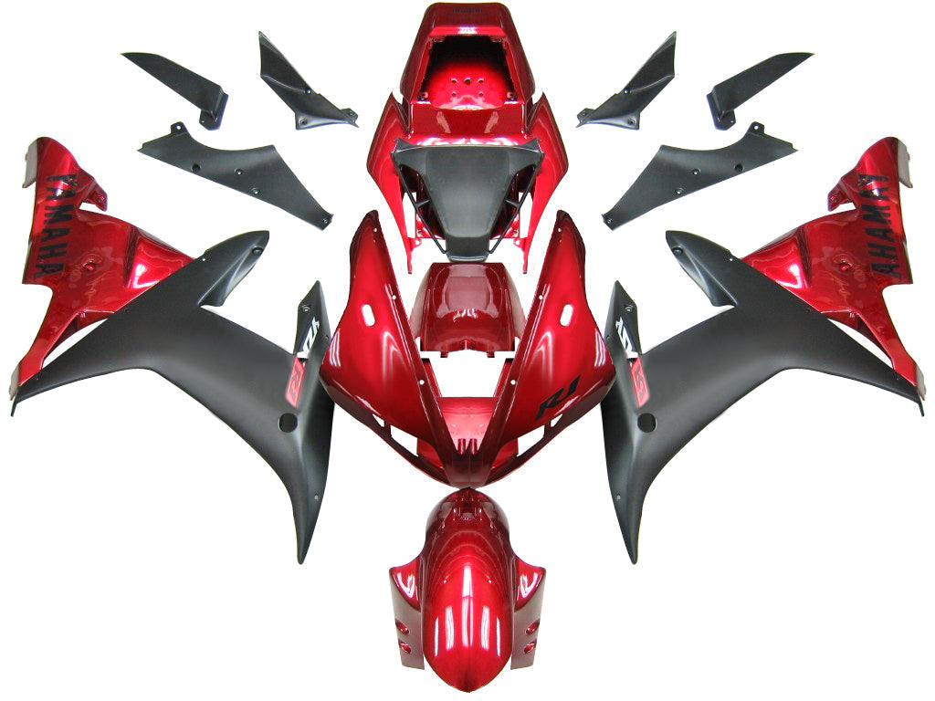 2002-2003 Yamaha YZF-R1 roodzwart racestroomlijnkappen algemeen