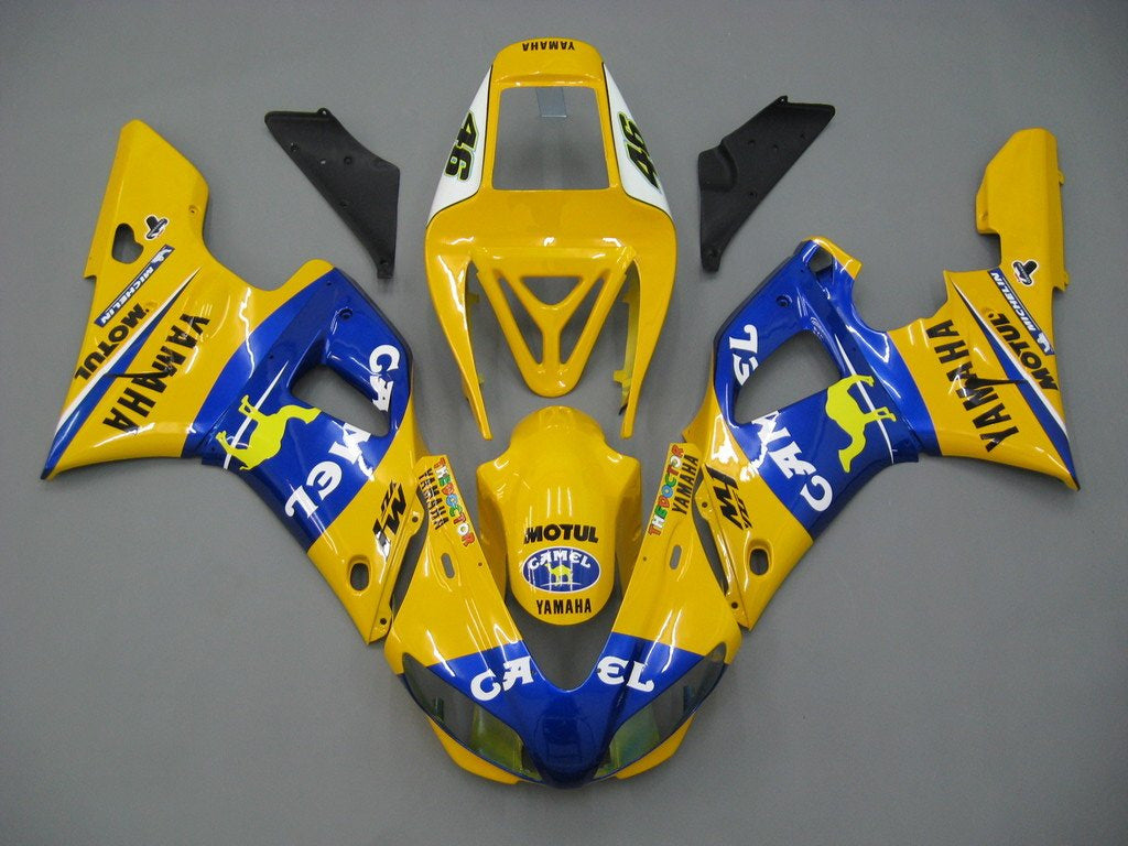 1998-1999 Yamaha YZF-R1 Amarillo Azul No.46 Carenados Camel Racing Genérico