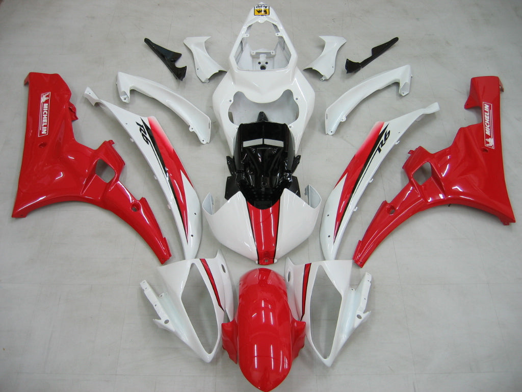 Carenados Yamaha YZF-R6 2006-2007, blanco, rojo, Michelin R6 Racing genérico