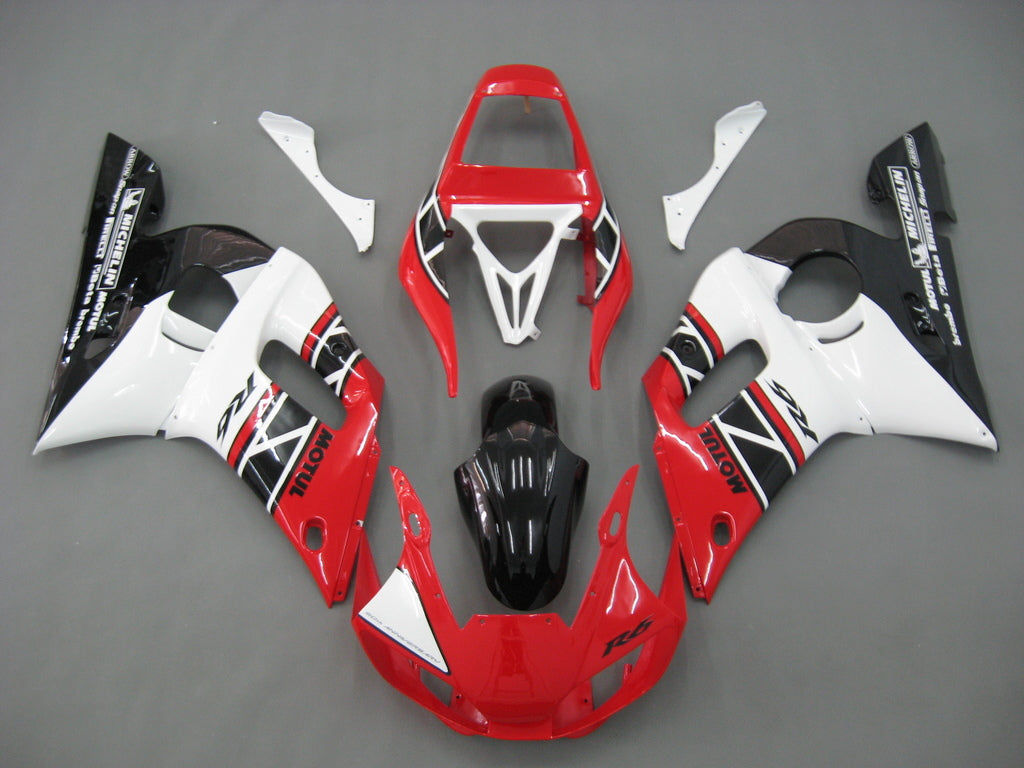 Carenados de carreras para Yamaha YZF-R6, color rojo, blanco y negro, genéricos, 1998-2002