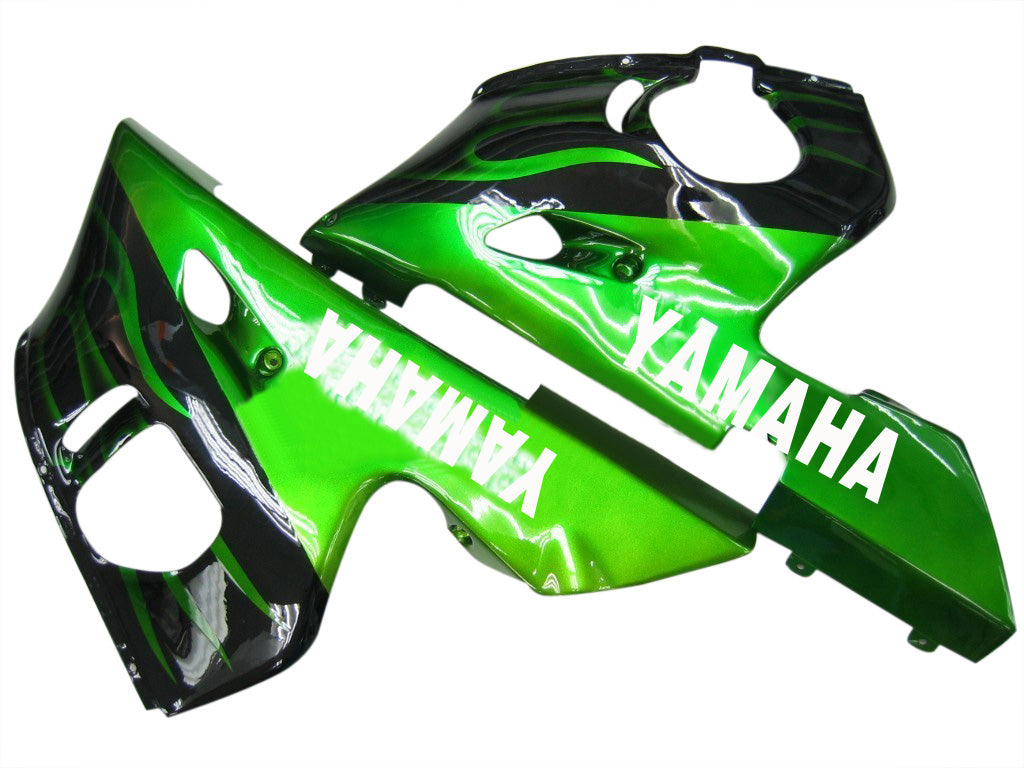 1998-2002 Yamaha YZF-R6 Svart & Green Flame Racing-kåper generisk
