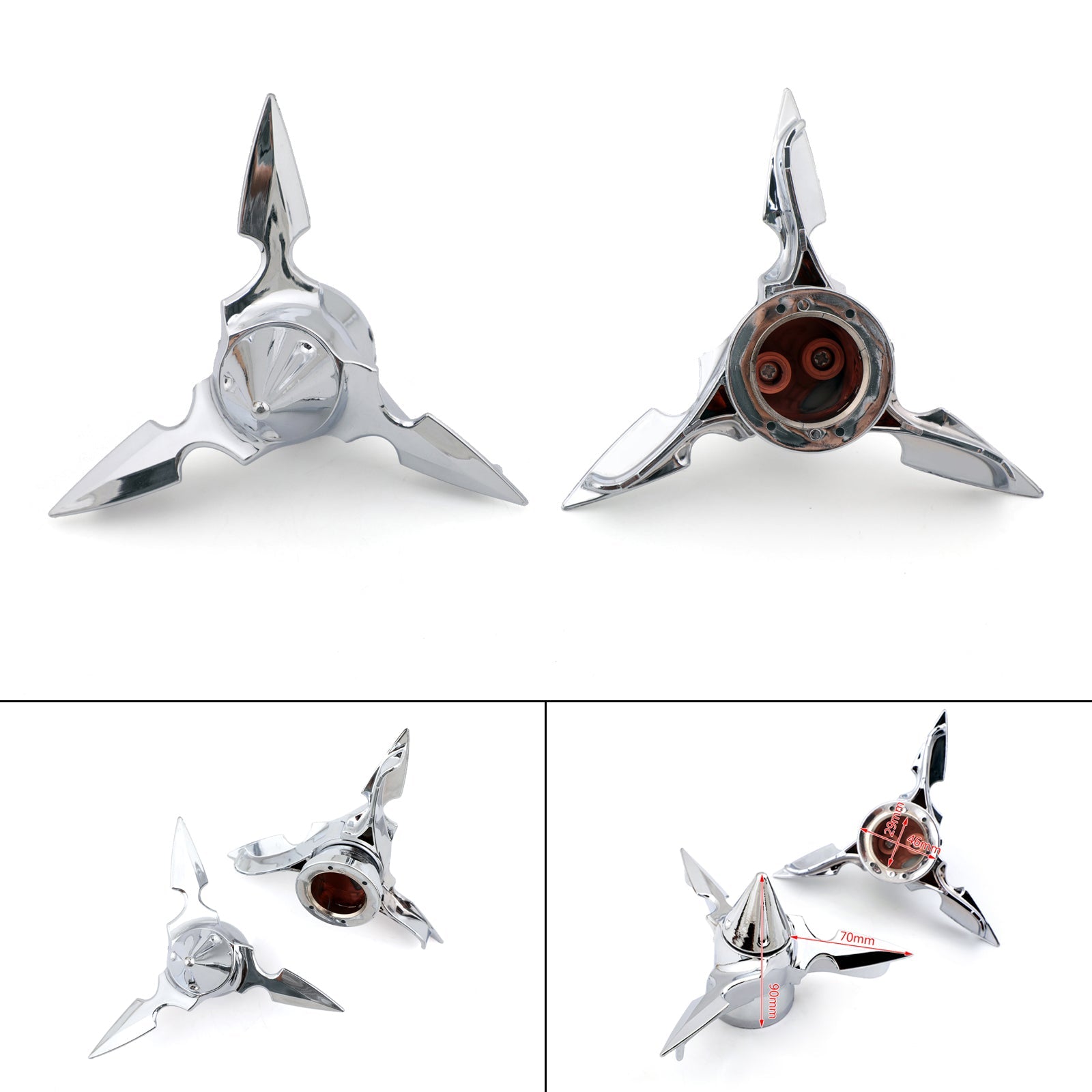 Chrome Spun Blad Spinning Front Axle Cap Nut Cover för Harley Softail Touring Generic