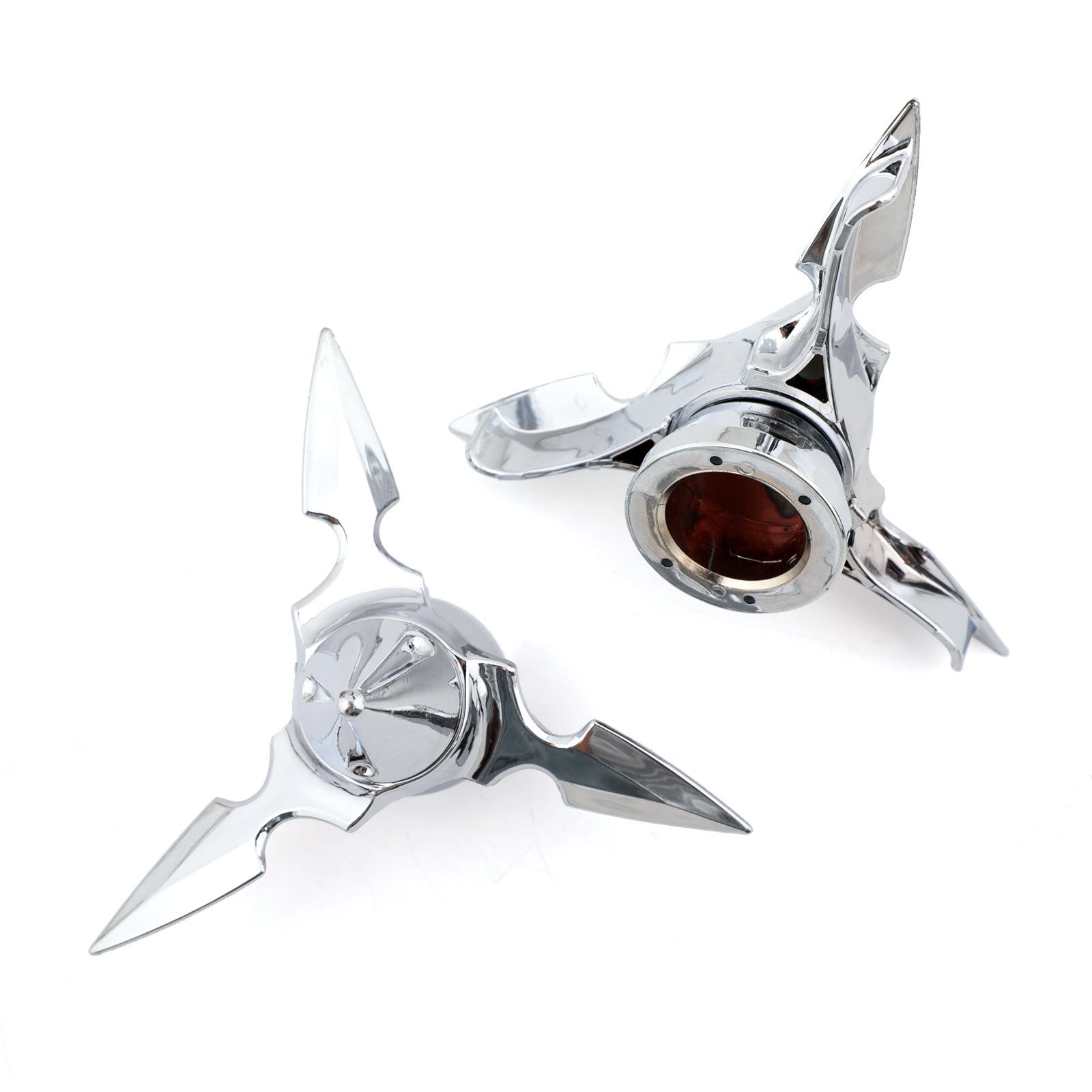 Chrome Spun Blad Spinning Front Axle Cap Nut Cover för Harley Softail Touring Generic