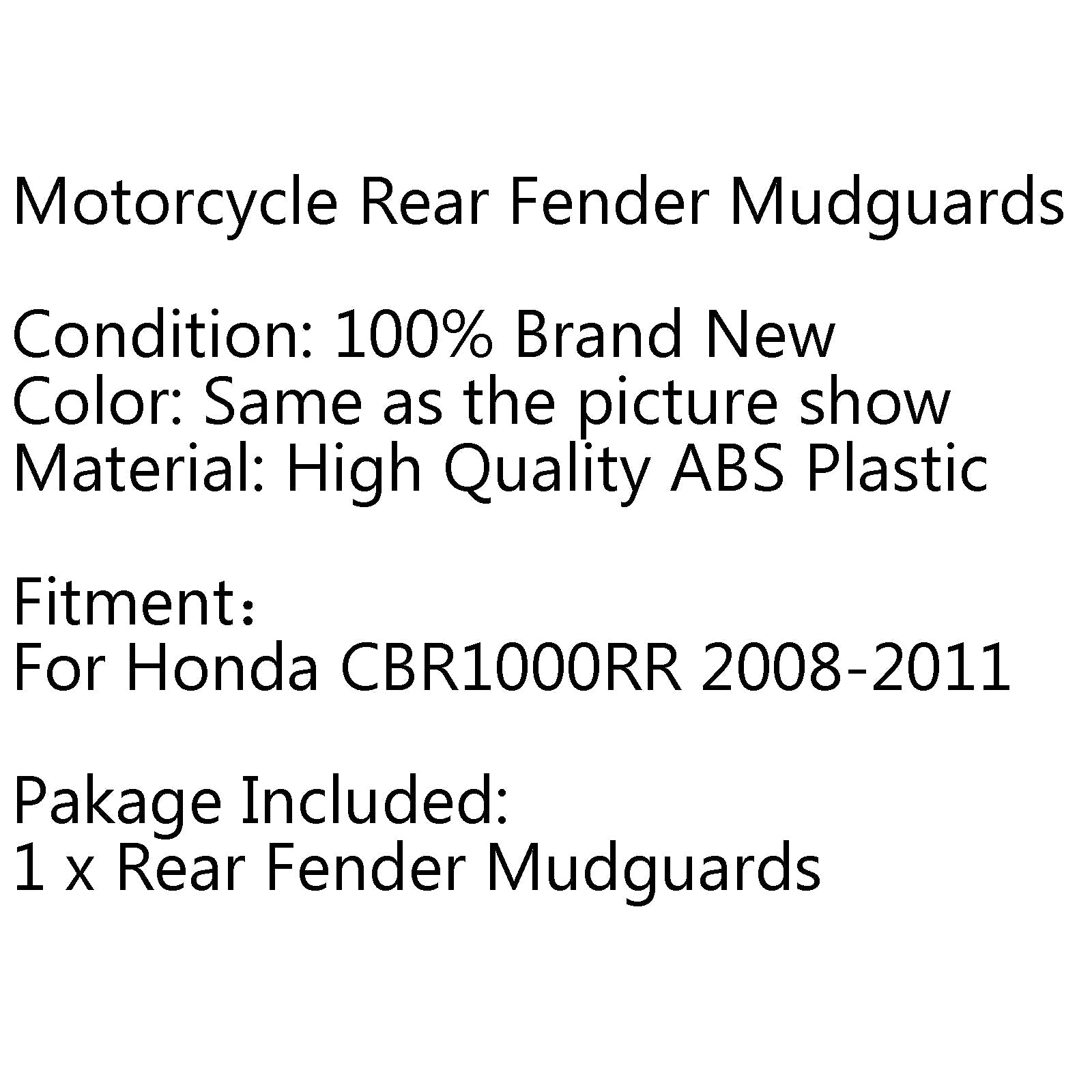 Guarda-lamas do hugger traseiro ABS para Honda CBR1000RR 1000 2008-2011 genérico