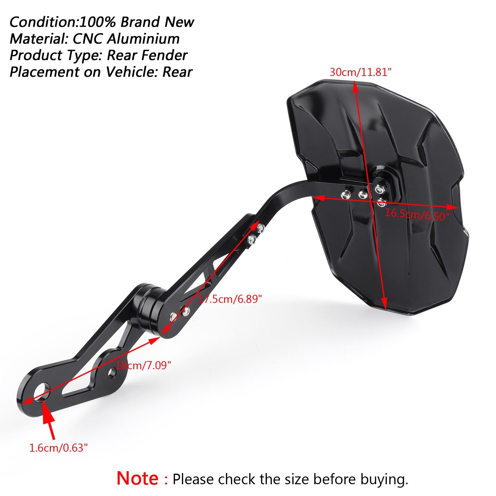 Universeel motorfiets achterspatbord spatbord voor Honda Yamaha Suzuki Ducati Aprilia Generiek