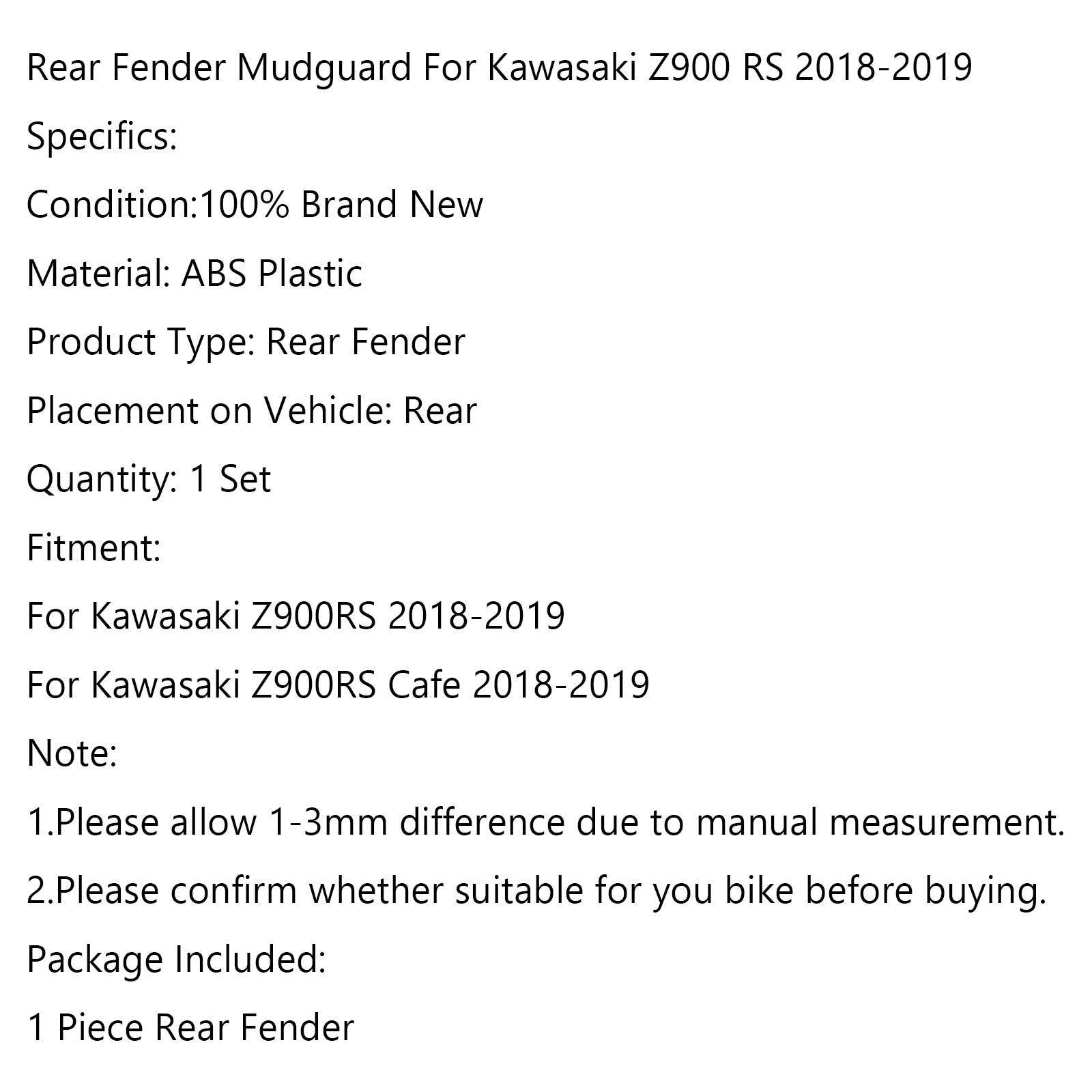 Garde-boue arrière ABS pour moto, pour Kawasaki Z900 RS z900rs café 2018 – 2022 générique