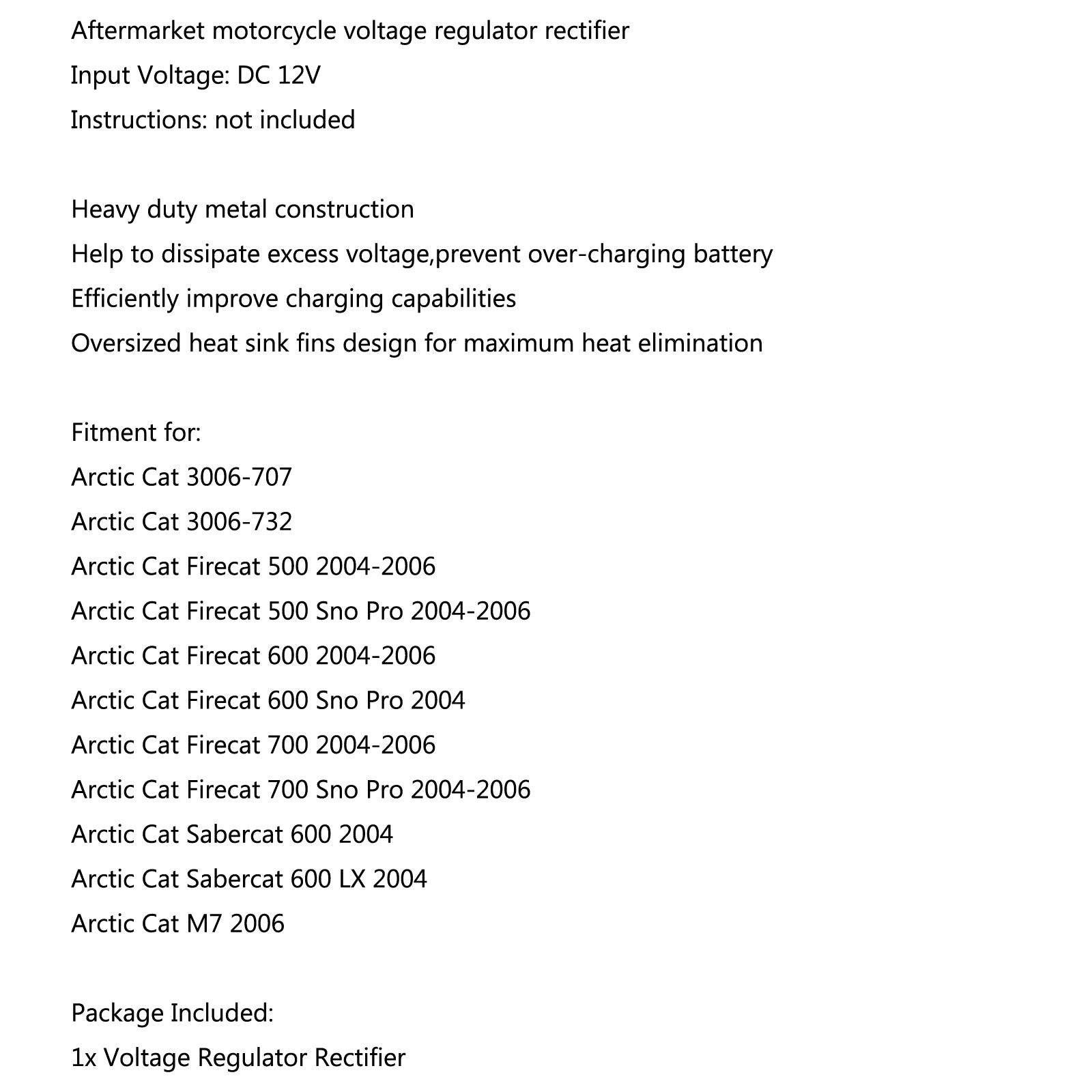 Regulador de tensão retificador para gato ártico Firecat 700 2004-2006 CAT M7 2006 Genérico