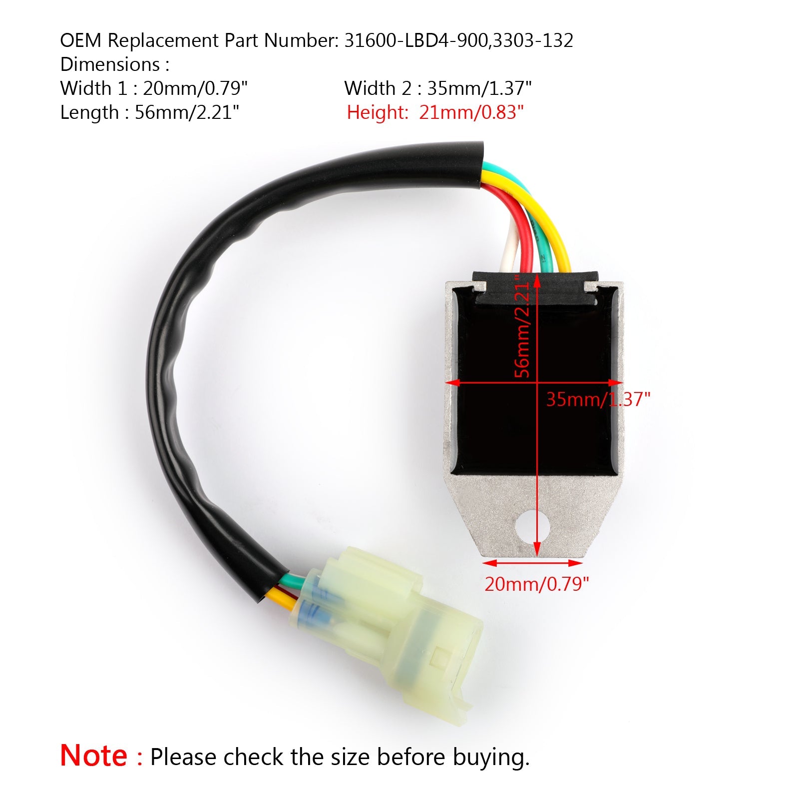 Ny spänningsregulator likriktare 12V för 89cc Kymco Mongoose 50 70 90 2004-2007 Generisk