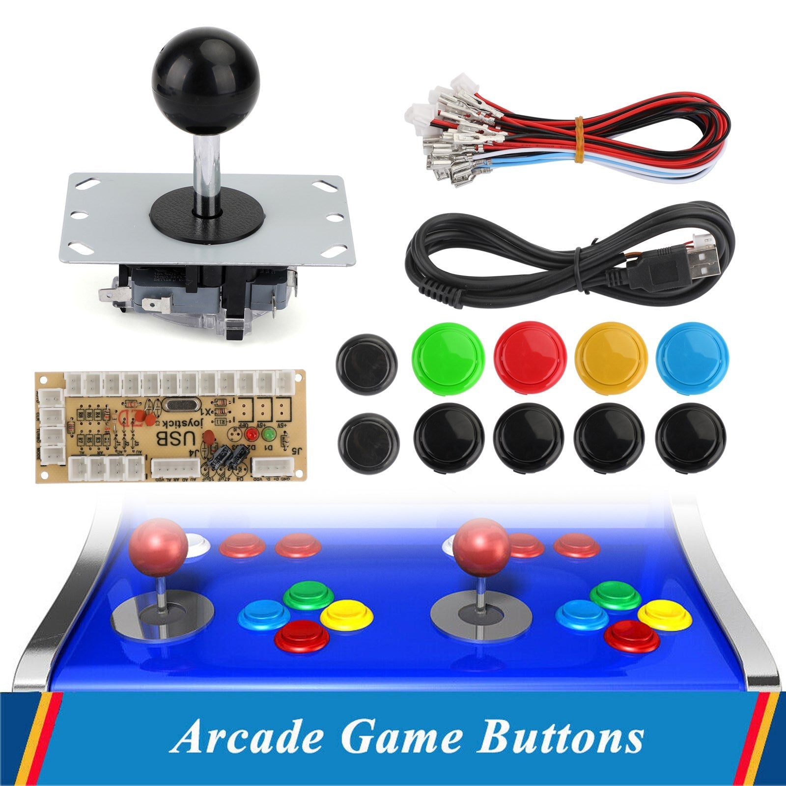 Boutons + Joystick + USB Encodeur Arcade Game DIY 3in1 Kits 0 Retard Fit pour Mame PC