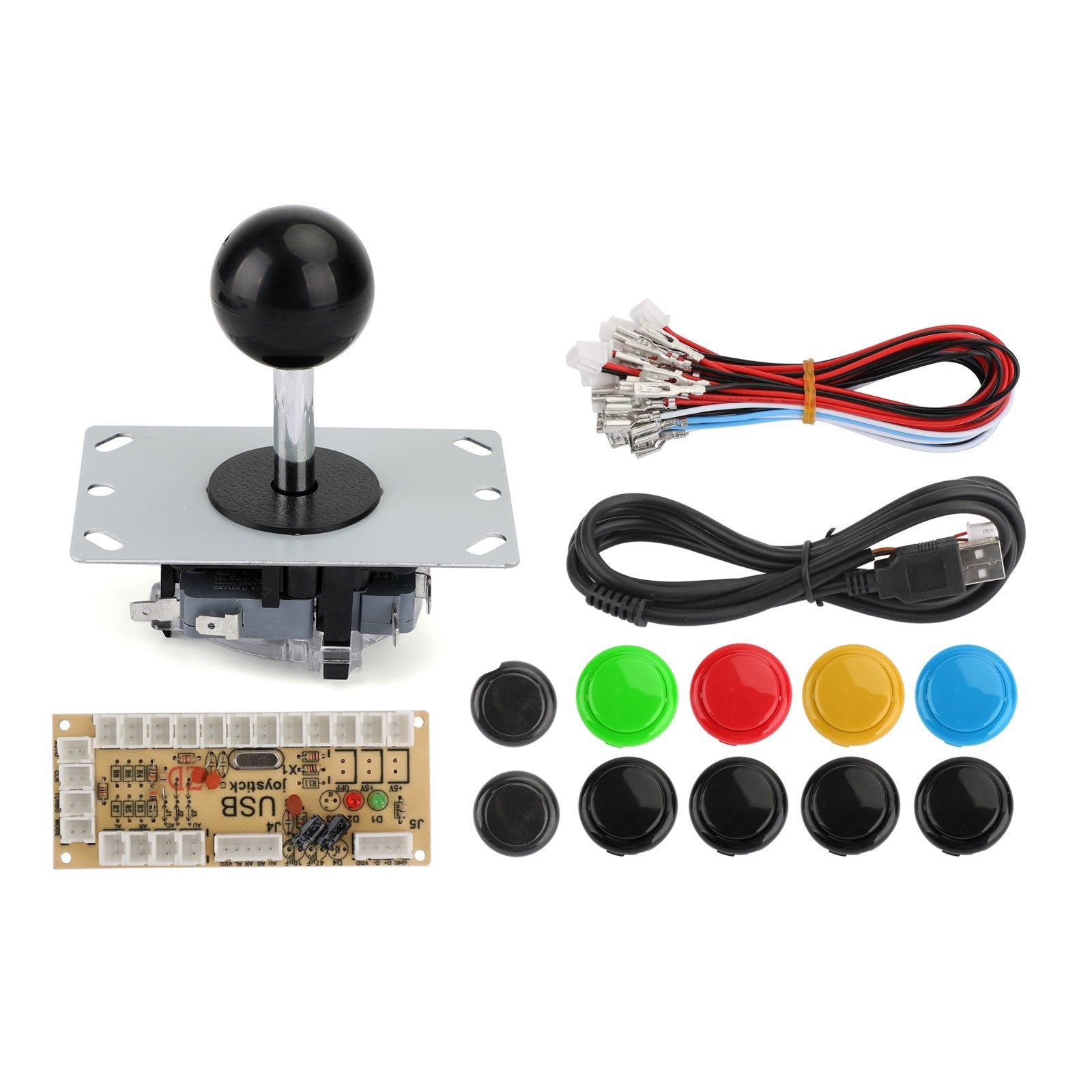 Boutons + Joystick + USB Encodeur Arcade Game DIY 3in1 Kits 0 Retard Fit pour Mame PC